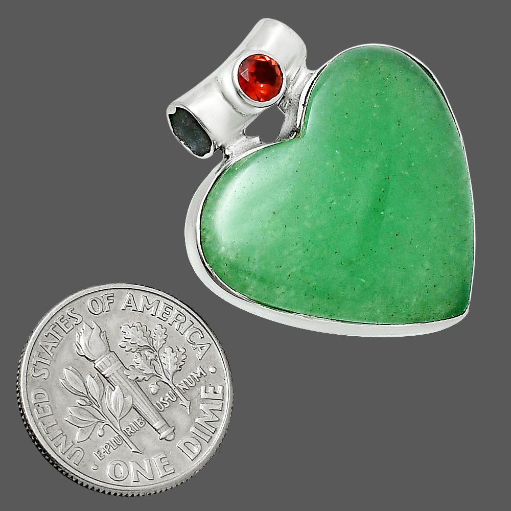 Premium Heart Green Aventurine & Garnet Pendant P-1300 58-EP10839
