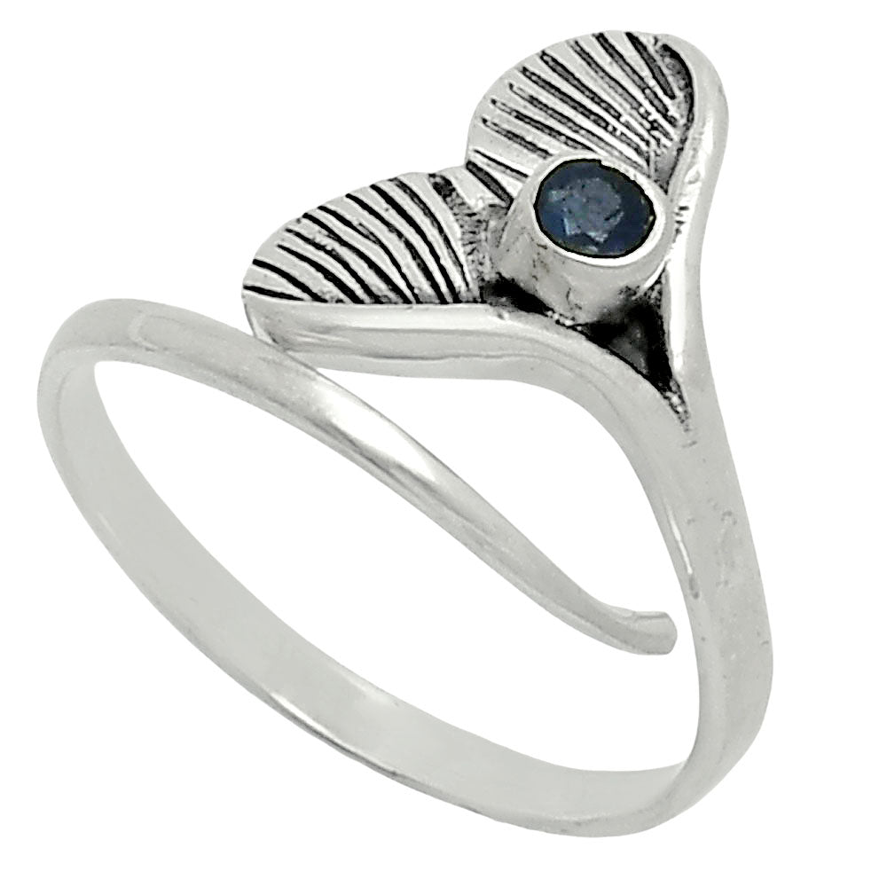 Premium Mermaid Tail Charm Blue Sapphire Glassfield Ring size-8.5 R-1070 58-ER14650