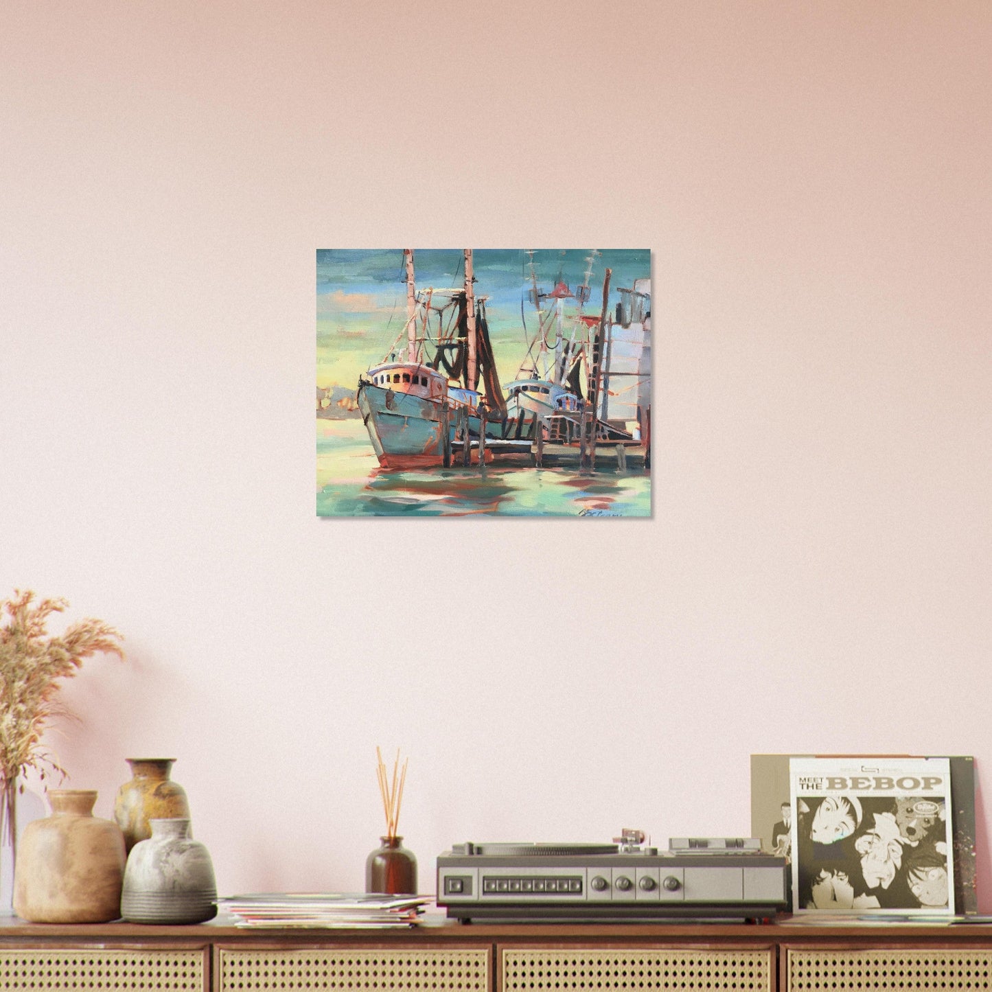 'Fishing Fleet' I 16x20 Museum-Quality Matte Paper Poster | Original Artwork by American Artist Barbara Cleary