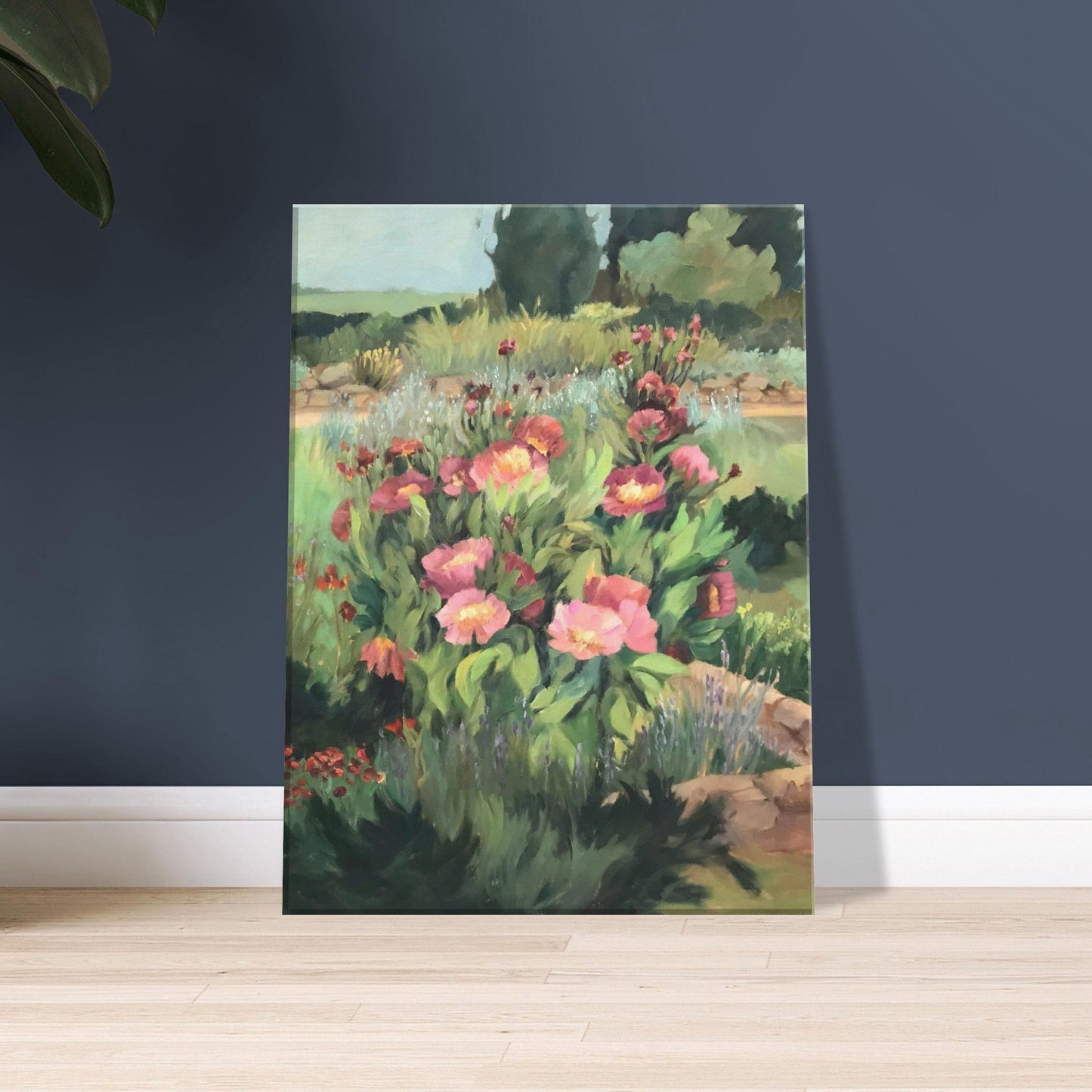 'Pink Blooms' Floral I 12x16 inch Art Print on Canvas I Original Artwork by American Artist Barbara Cleary
