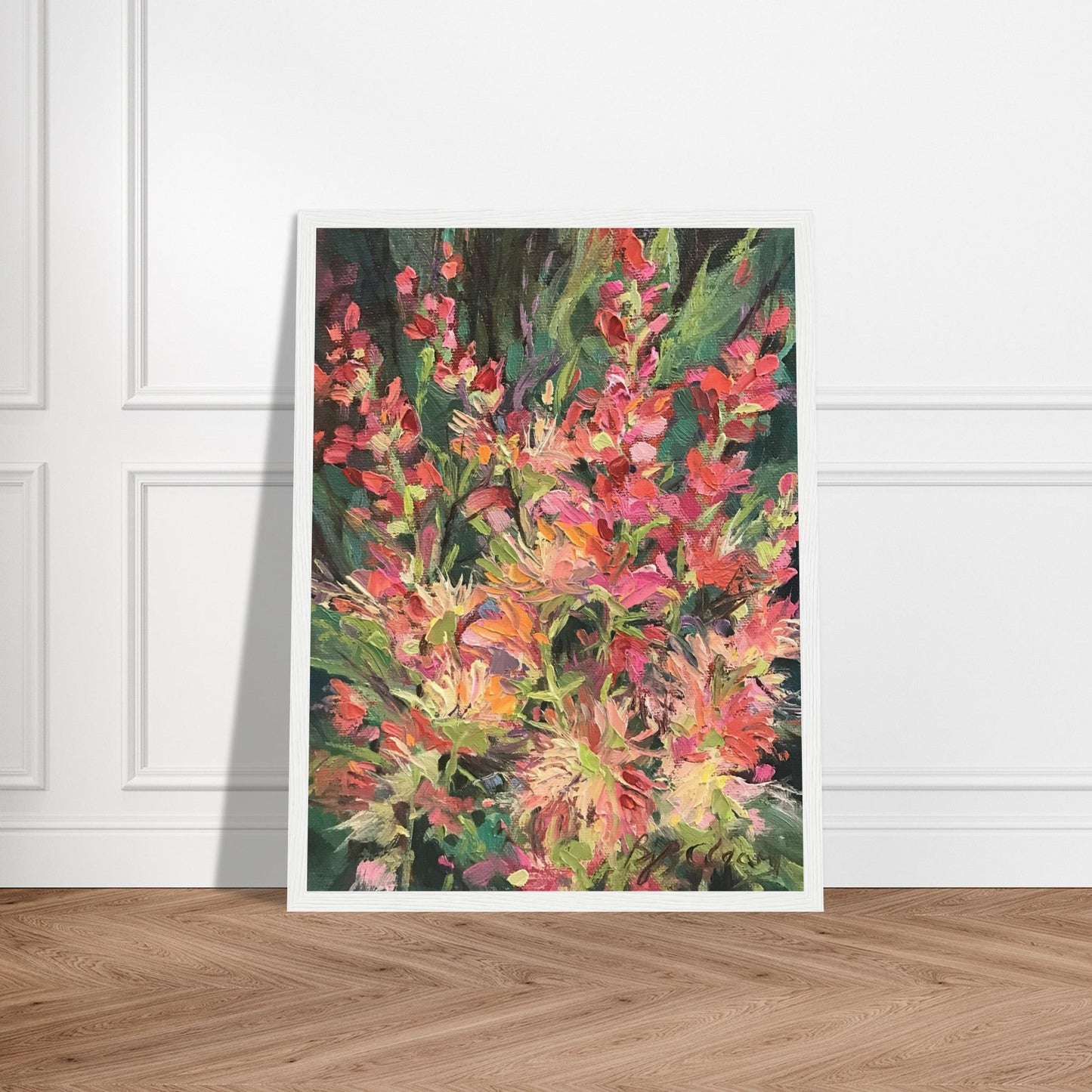 'Blossom Study' Floral I 12x16 Wooden Framed Art Print | Original Artwork by American Artist Barbara Cleary