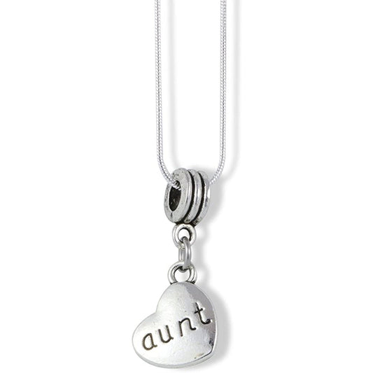 Aunt on a Heart Charm Snake Chain Necklace
