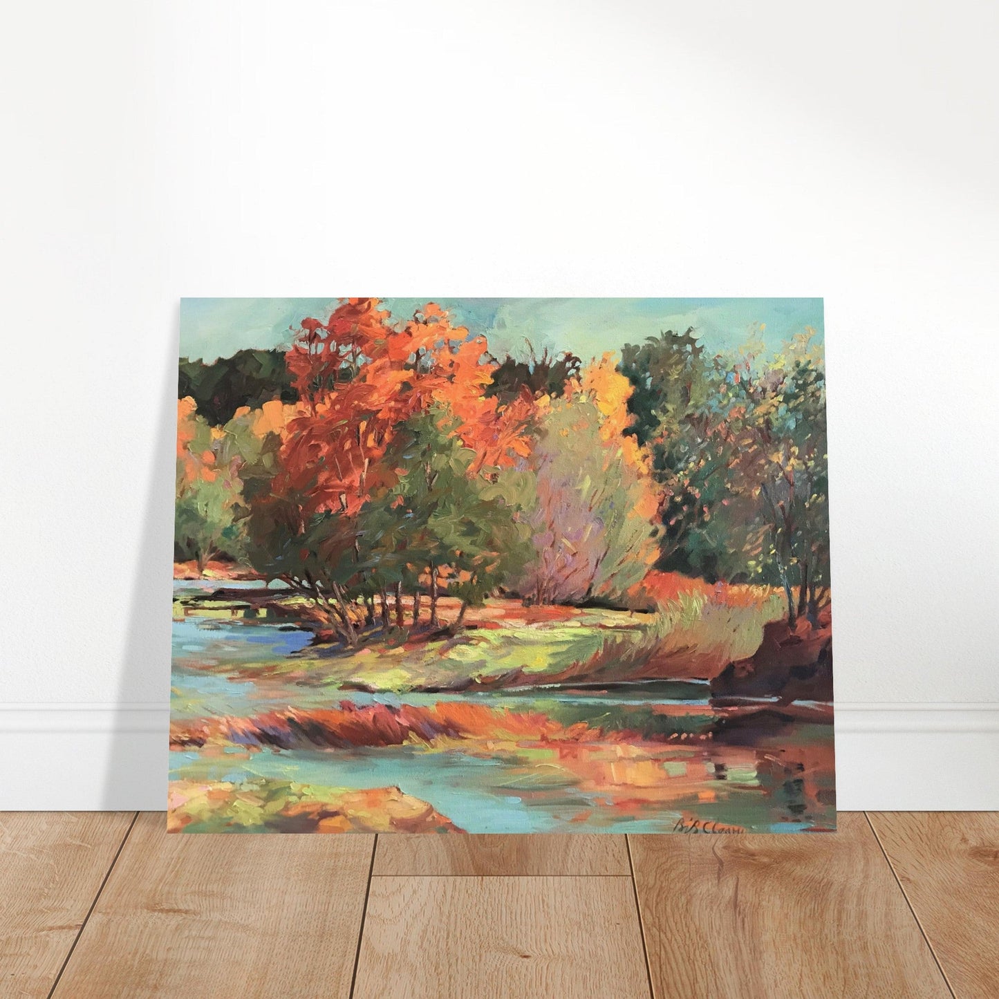 'Along the Illinois' Landscape I 16x20 Museum-Quality Matte Paper Poster | Original Artwork by American Artist Barbara Cleary (Fall Collection)