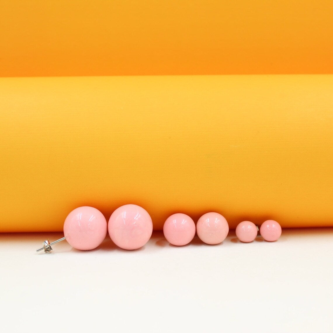 Enamel Color Pearl Stud Earrings | Bright Colored Pearl Earrings