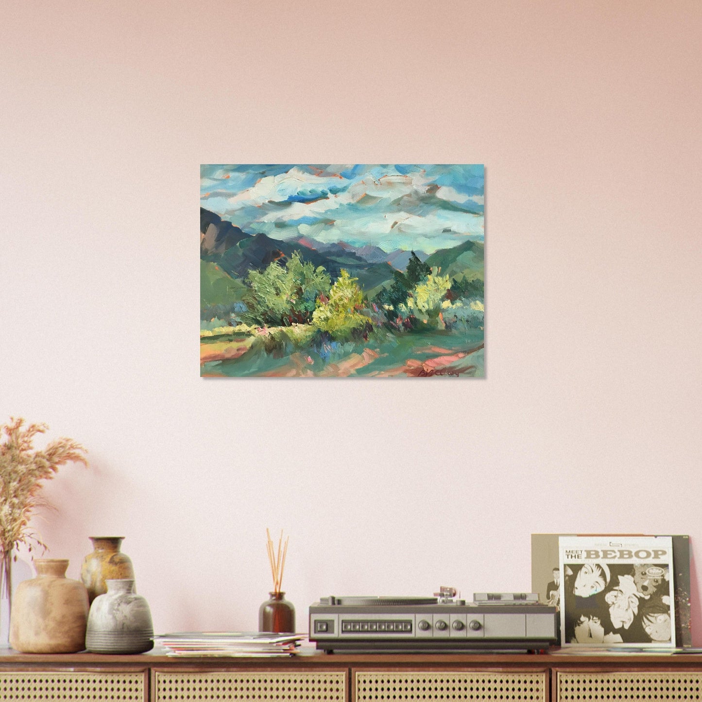'Pueblo Lands Plein Air' Landscape I 18x24 Museum-Quality Matte Paper Poster | Original Artwork by American Artist Barbara Cleary