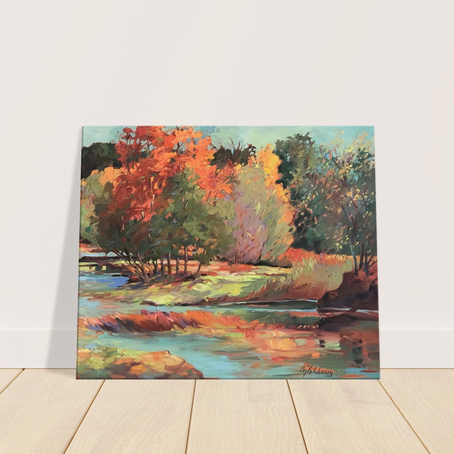 'Along the Illinois' Landscape I 20x24 inch Art Print on Canvas I Original Artwork by American Artist Barbara Cleary I F63