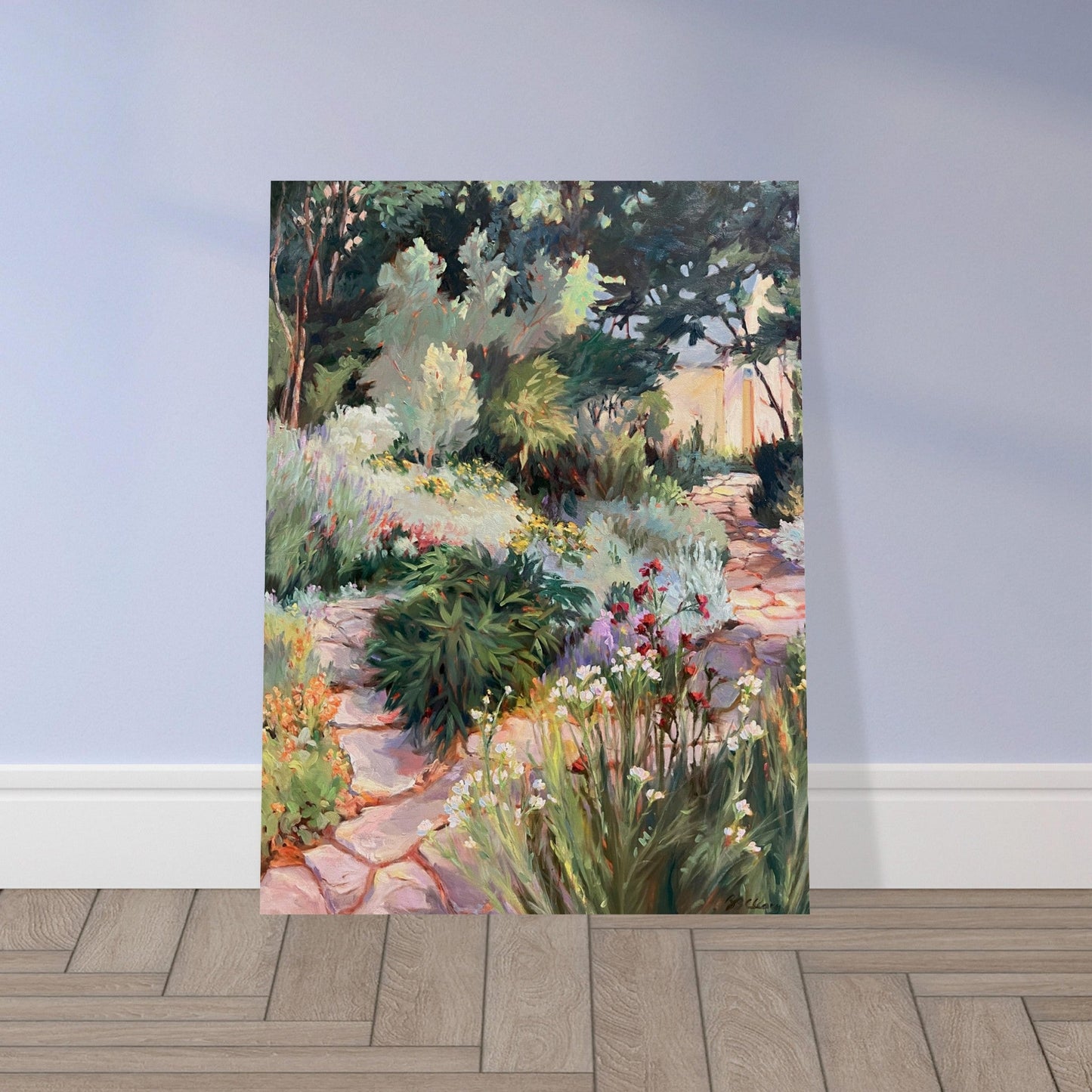 'Garden Path' Floral I 12x16 Museum-Quality Matte Paper Poster | Original Artwork by American Artist Barbara Cleary
