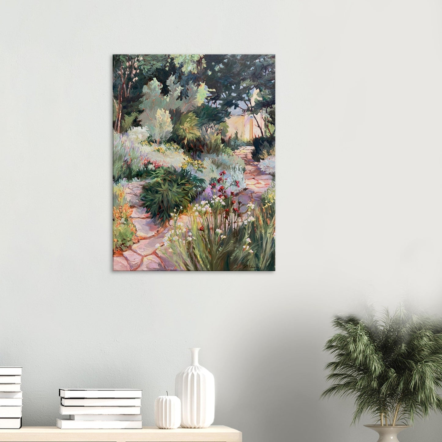 'Garden Path' Floral I 24x32 inch Art Print on Canvas I Original Artwork by American Artist Barbara Cleary