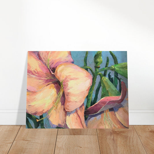 'Amaryllis 2' Floral I 18x24 Museum-Quality Matte Paper Poster | Original Artwork by American Artist Barbara Cleary