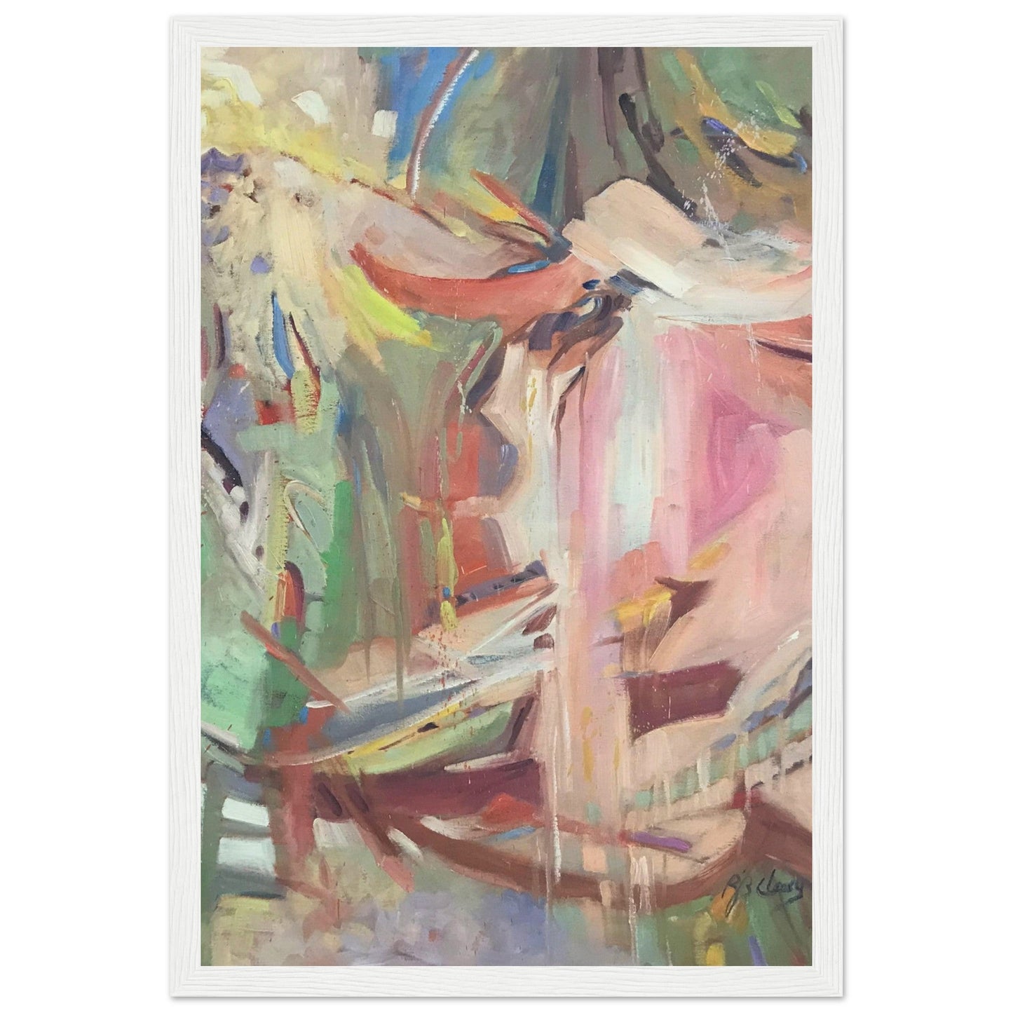 'All Seasons' Abstract I 12x18 inch Wooden Framed Art Print  I Original Artwork by American Artist Barbara Cleary