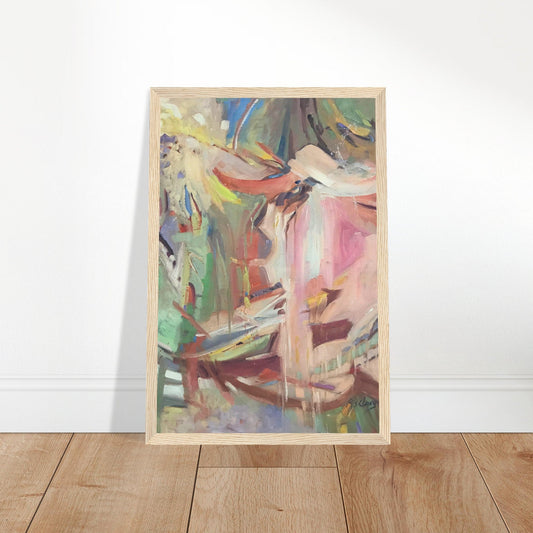 'All Seasons' Abstract I 12x18 inch Wooden Framed Art Print  I Original Artwork by American Artist Barbara Cleary