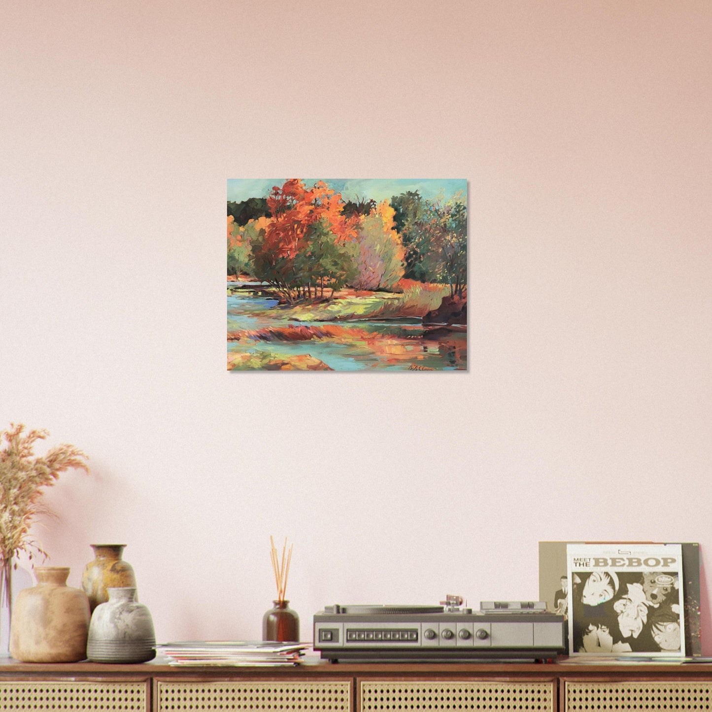 'Along the Illinois' Landscape I 16x20 Museum-Quality Matte Paper Poster | Original Artwork by American Artist Barbara Cleary (Fall Collection)