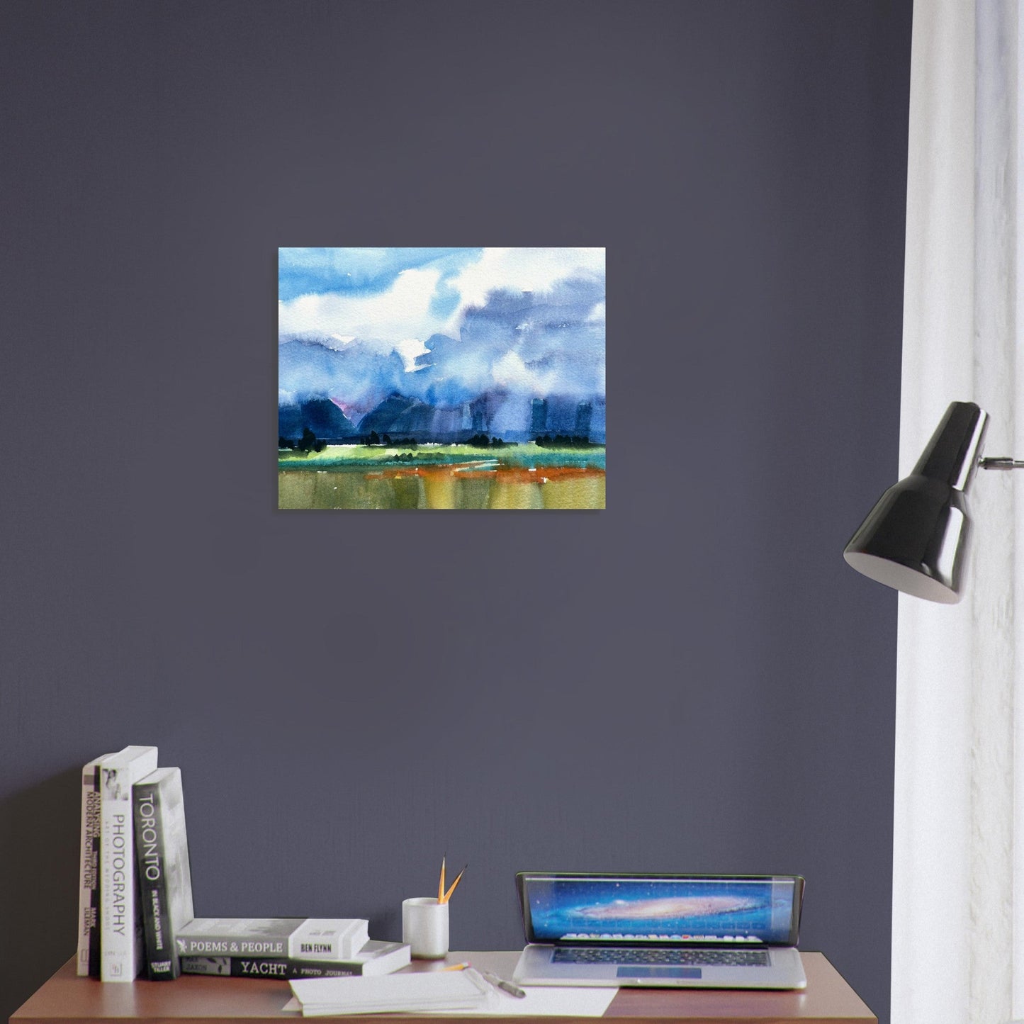‘Tranquil Mountain View 4’ Landscape Watercolor I 16x20 Museum-Quality Matte Paper Poster | Original Artwork by American Artist Barbara Cleary