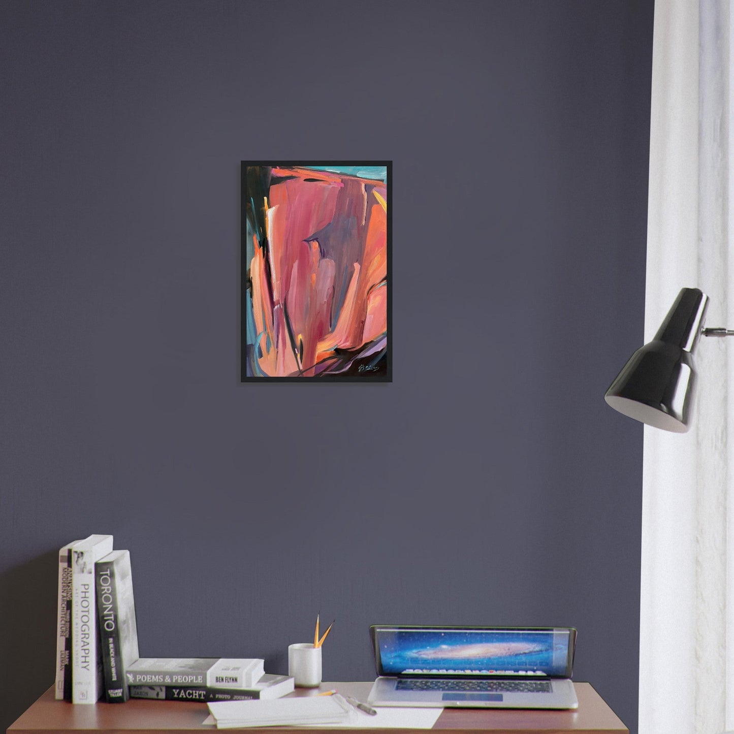 "Colorscape 1" 12x18 Abstract Art Print Wooden Framed I Original Artwork by Barbara Cleary