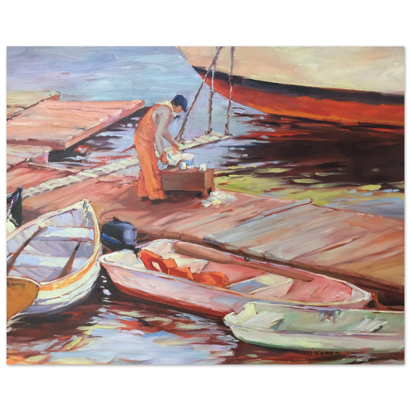 'Fishing Dock' I 16x20 Museum-Quality Matte Paper Poster | Original Artwork by American Artist Barbara Cleary