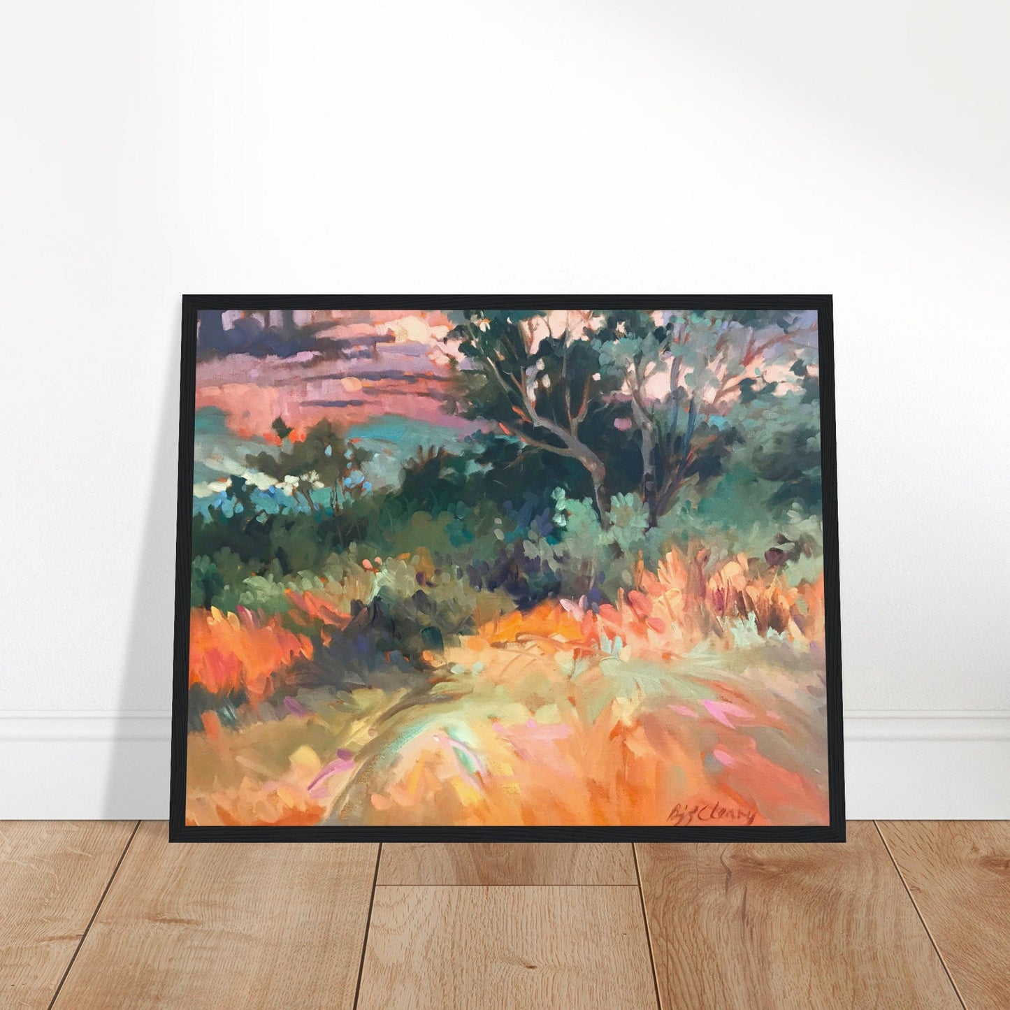 ‘Blush of Dawn’ Landscape | 16x20 Wooden Framed Art Print | Original Artwork by American Artist Barbara Cleary
