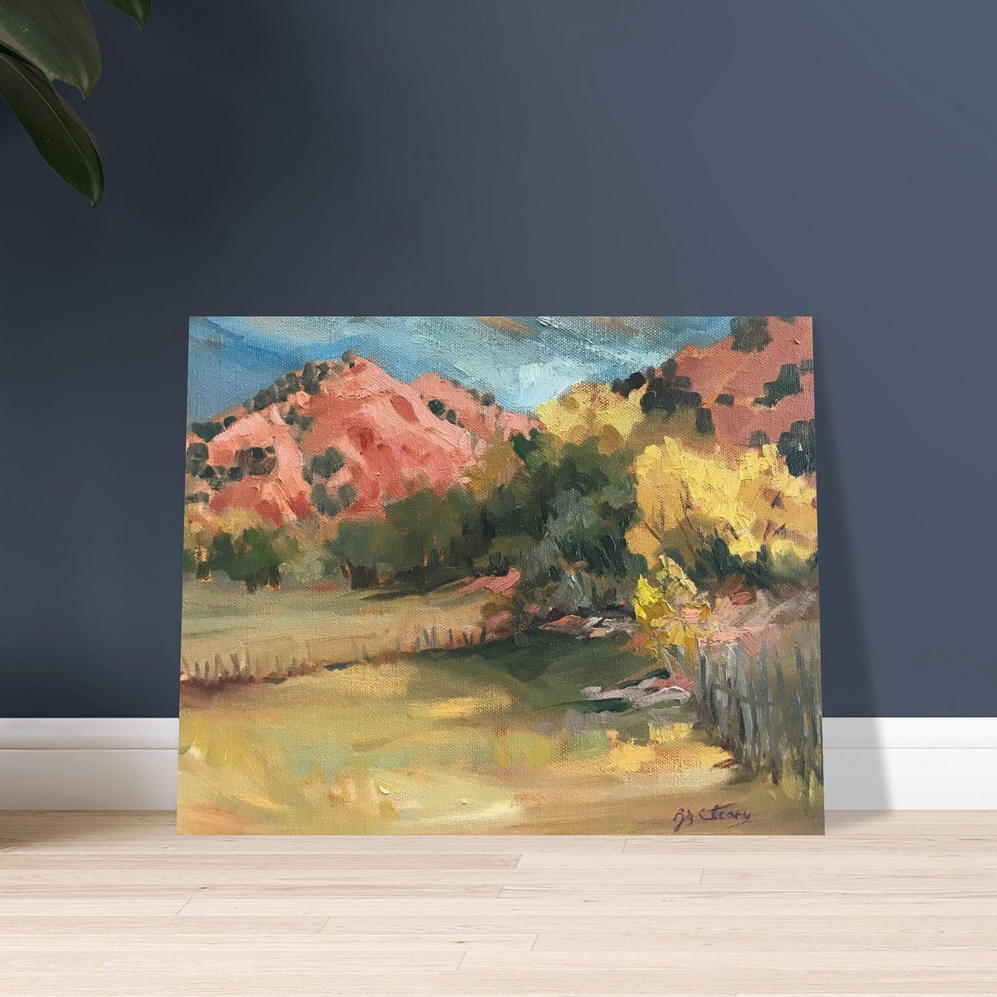 'Chimayo Pastures: Tranquil Southwest' Landscape I 16x20 Museum-Quality Matte Paper Poster | Original Artwork by American Artist Barbara Cleary