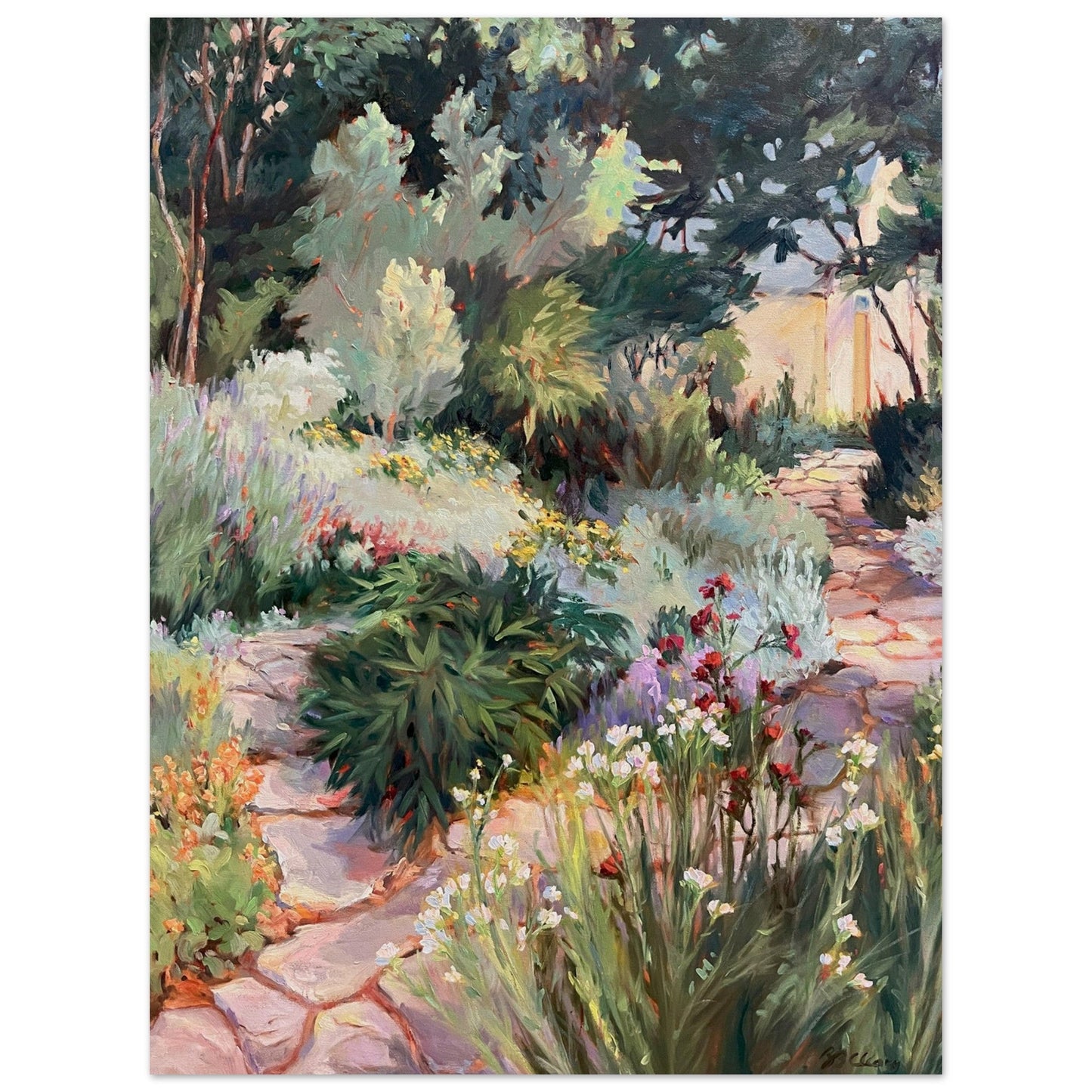 'Garden Path' Floral I 12x16 Museum-Quality Matte Paper Poster | Original Artwork by American Artist Barbara Cleary