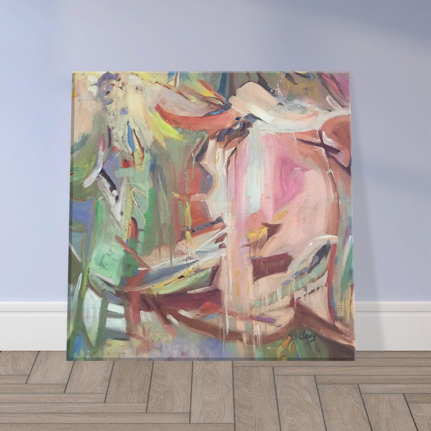 ‘All Seasons’ Abstract I 12x12 inch Art Print on Canvas I Original Artwork by American Artist Barbara Cleary