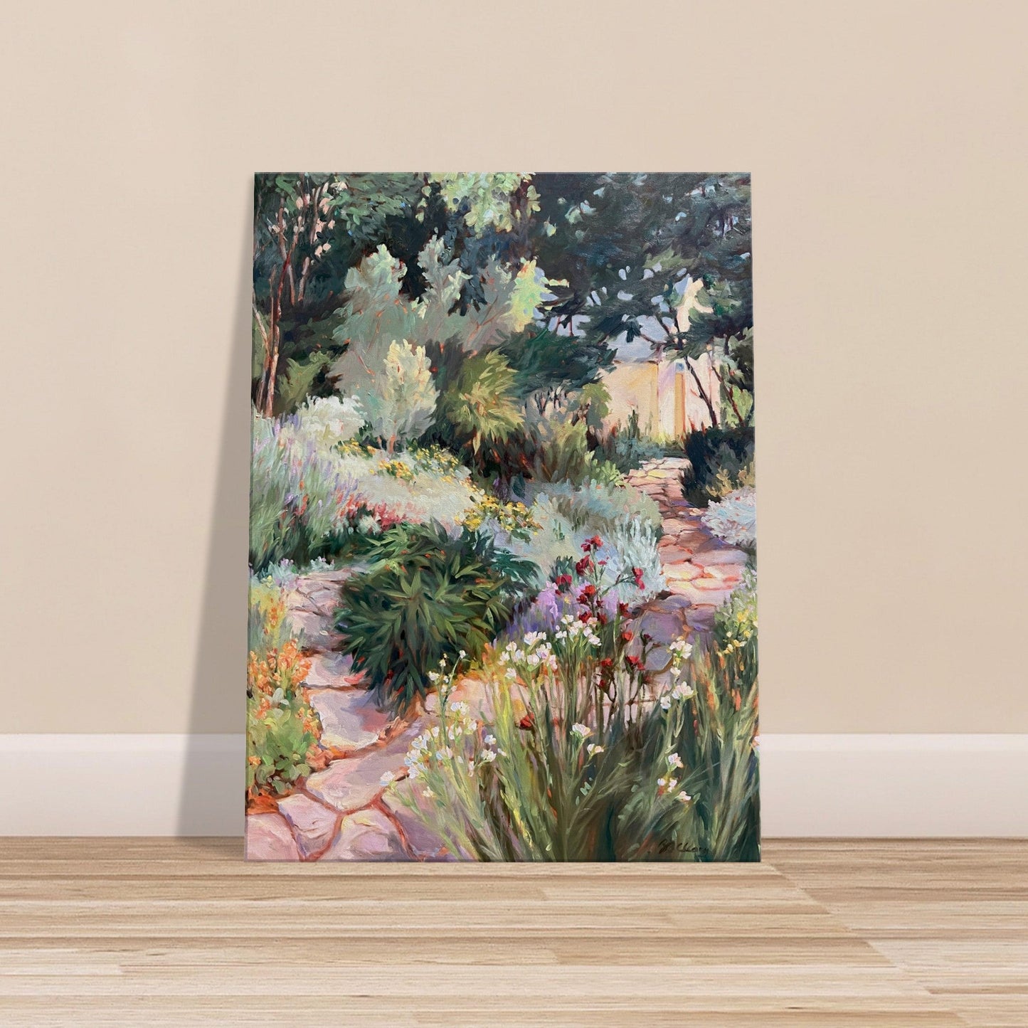 'Garden Path' Floral I 24x32 inch Art Print on Canvas I Original Artwork by American Artist Barbara Cleary
