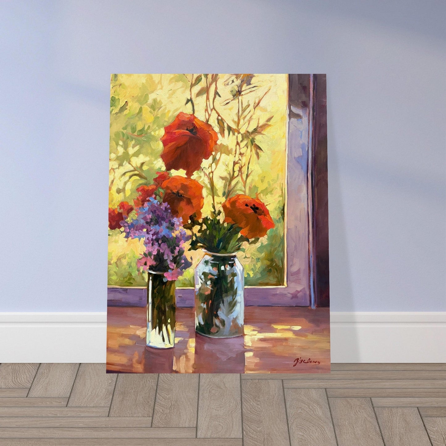 'Morning Light Poppies' Floral I 18x24 Museum-Quality Matte Paper Poster | Original Artwork by American Artist Barbara Cleary