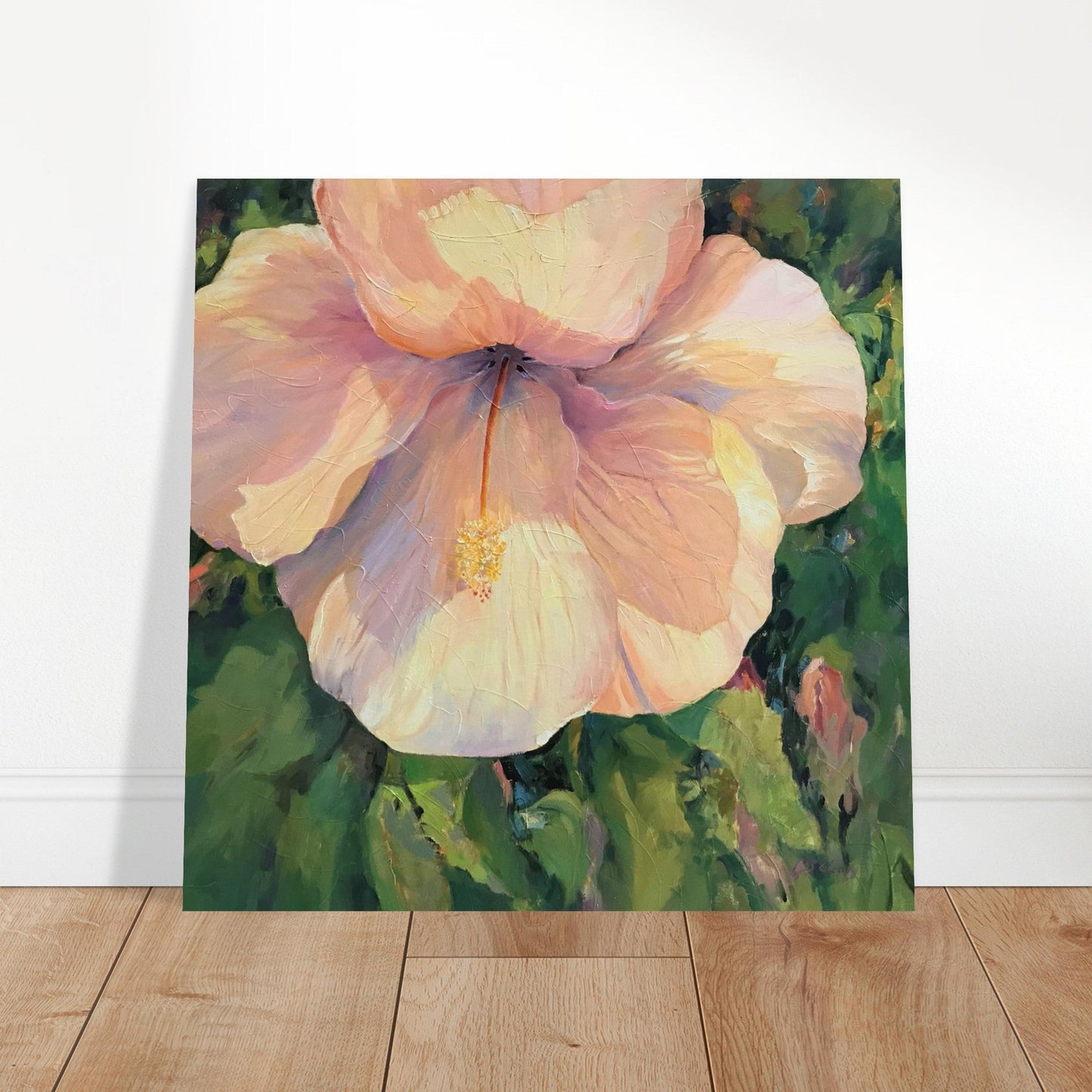 'Hibiscus' Floral I 16x16 Museum-Quality Matte Paper Poster | Original Artwork by American Artist Barbara Cleary