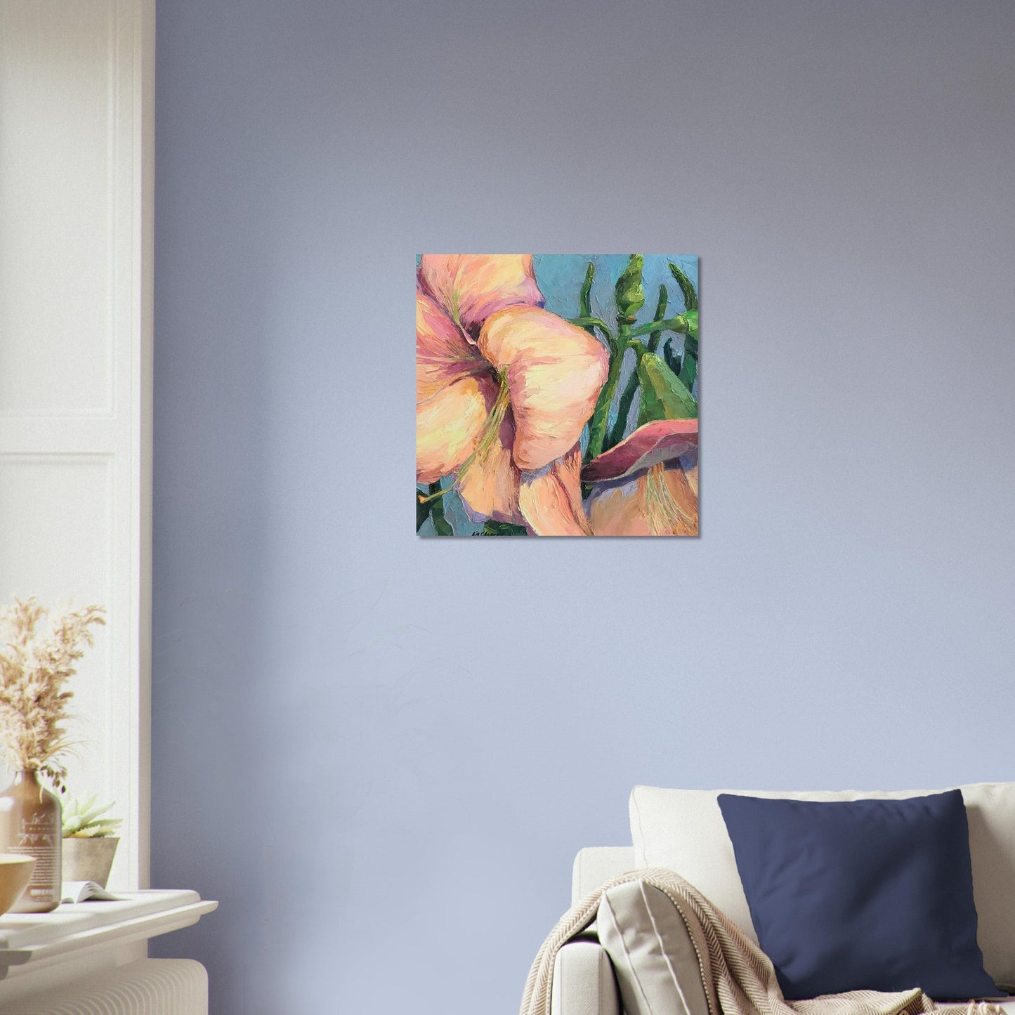 'Amaryllis 2' Floral I 16x16 Museum-Quality Matte Paper Poster | Original Artwork by American Artist Barbara Cleary