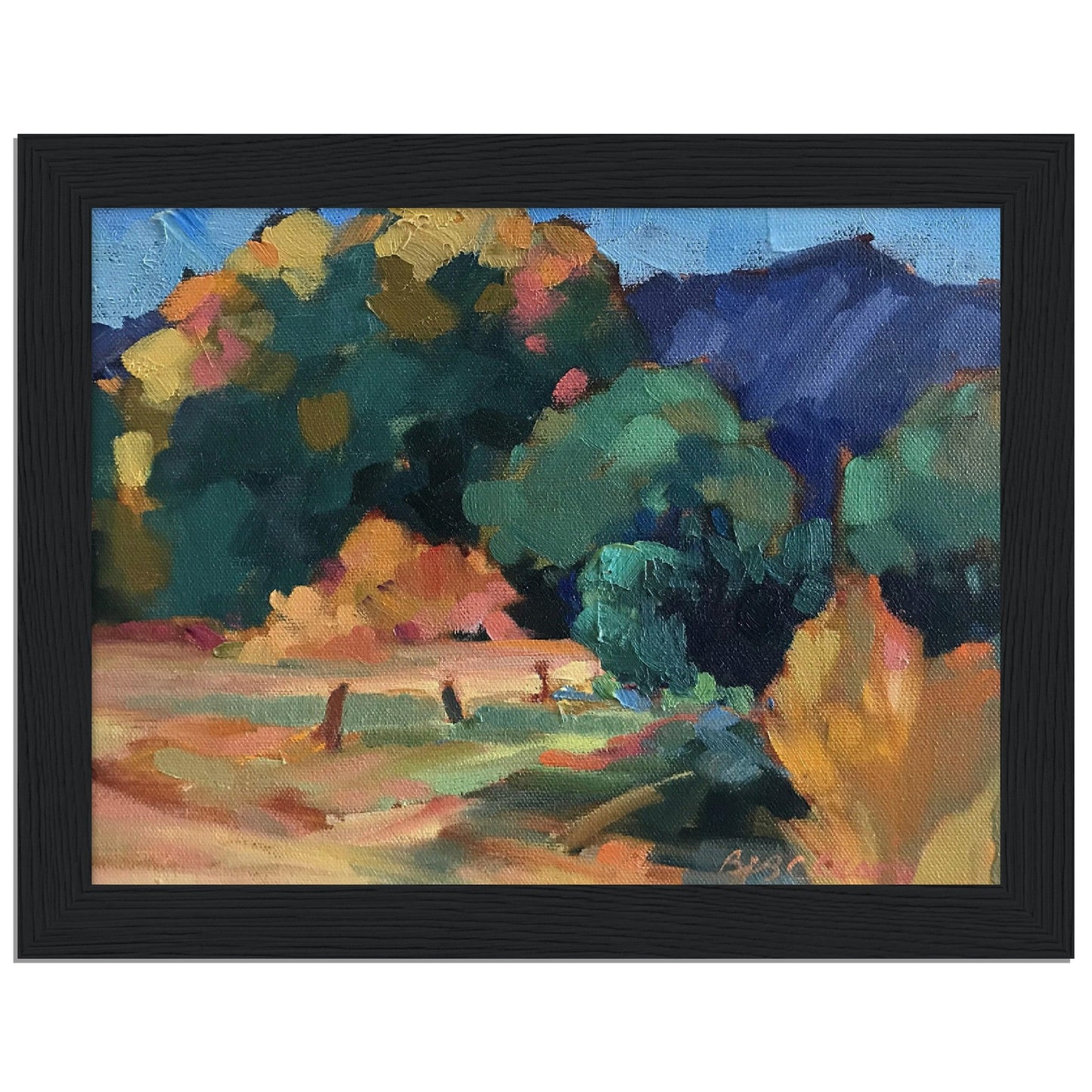 'New Mexico Meadow' Landscape I 6x8 or 8x12 inch Wooden Framed Southwest Art Print I Original Artwork by American Artist Barbara Cleary
