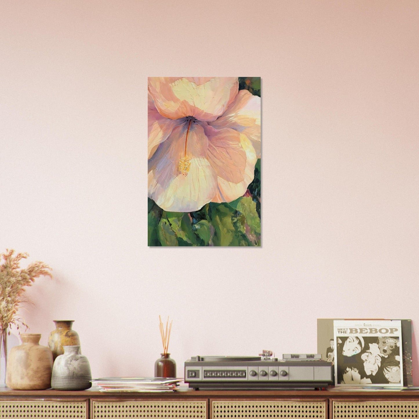 'Hibiscus' Floral I 16x24 Museum-Quality Matte Paper Poster | Original Artwork by American Artist Barbara Cleary
