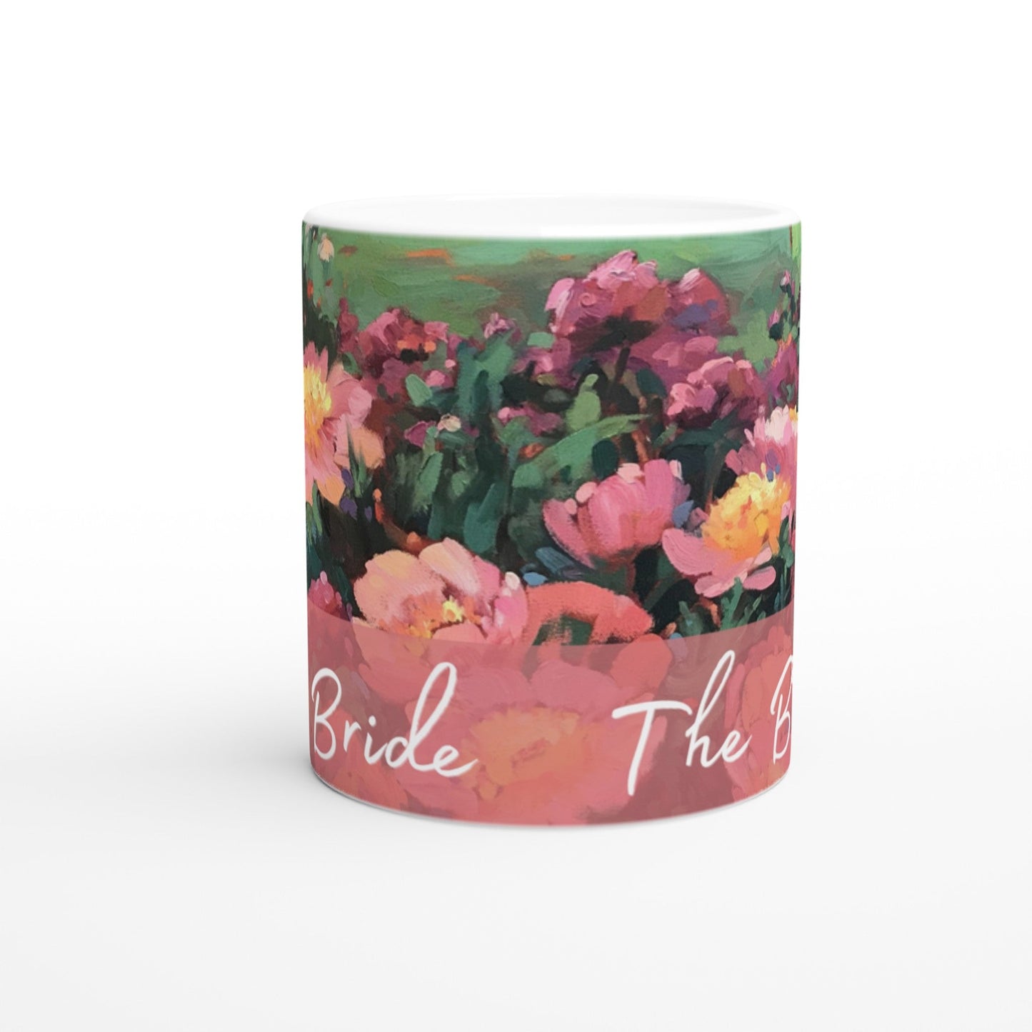 'Bride' 11oz White Ceramic Mug | Bridal Collection with 'Pink Princess' Artwork by American Artist Barbara Cleary