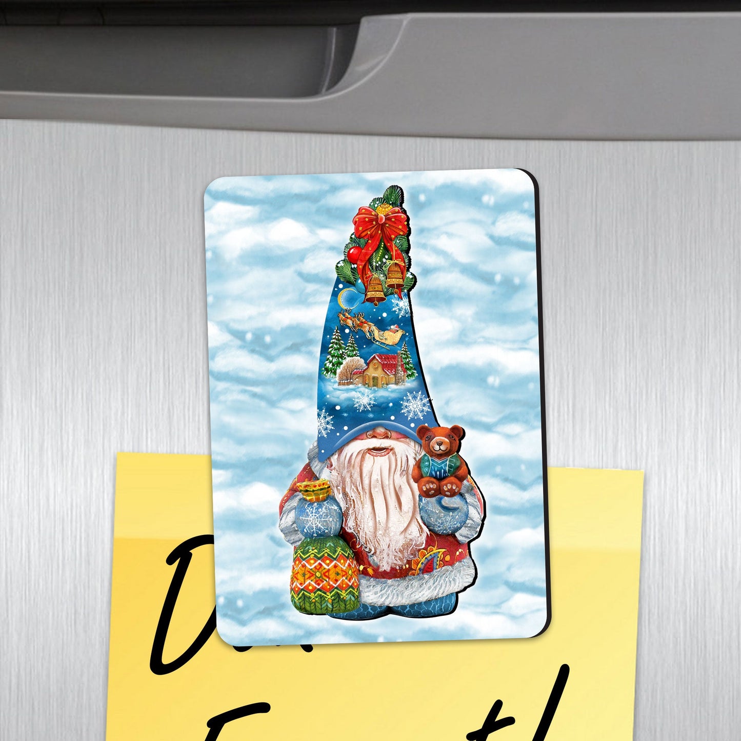 Christmas Gnome Refrigerator Eco Wood Magnets Set of 3