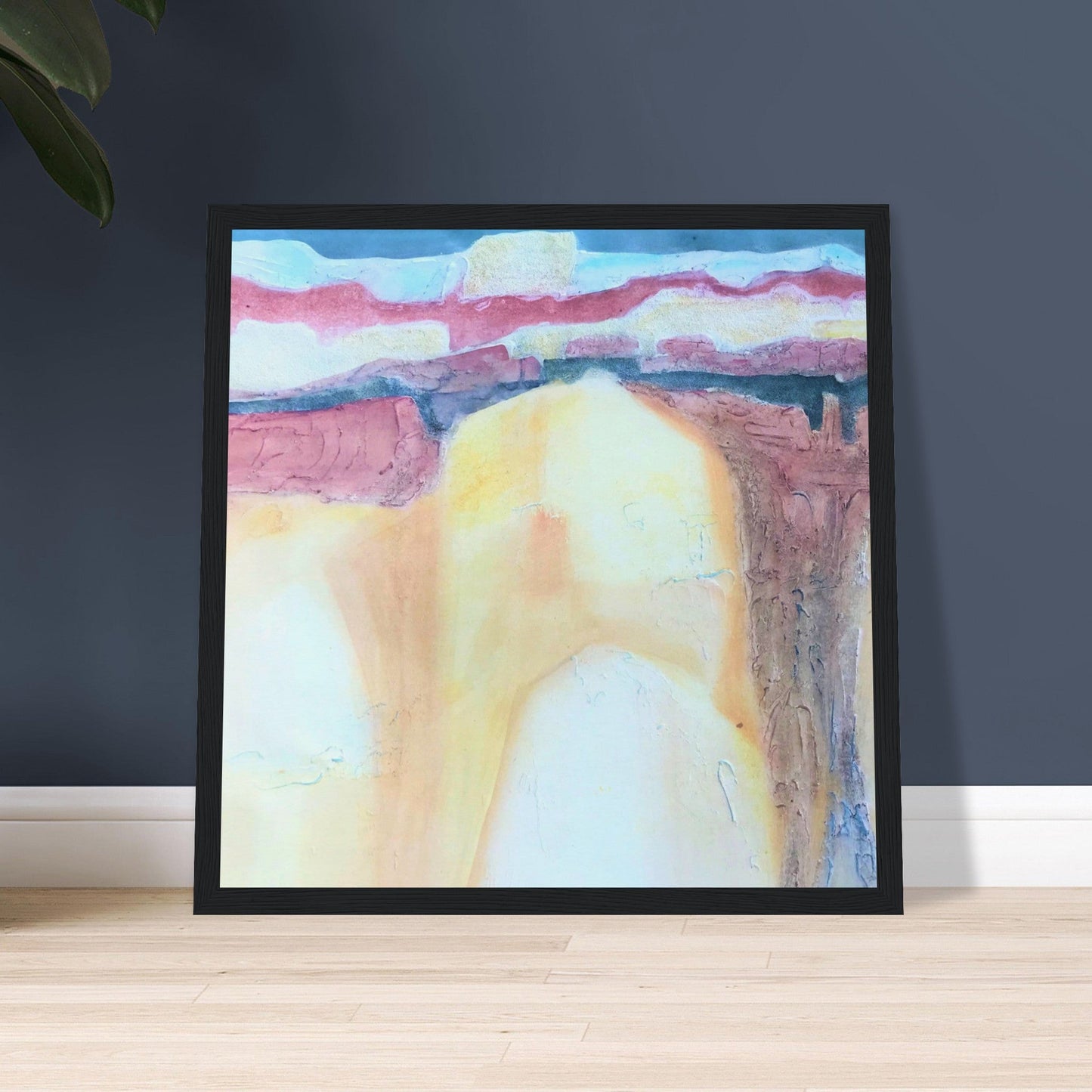 'Southwest Mixed Media' Abstract I  Ready-to-Hang 12x12 inch Framed Art Print I Original Artwork by American Artist Barbara Cleary