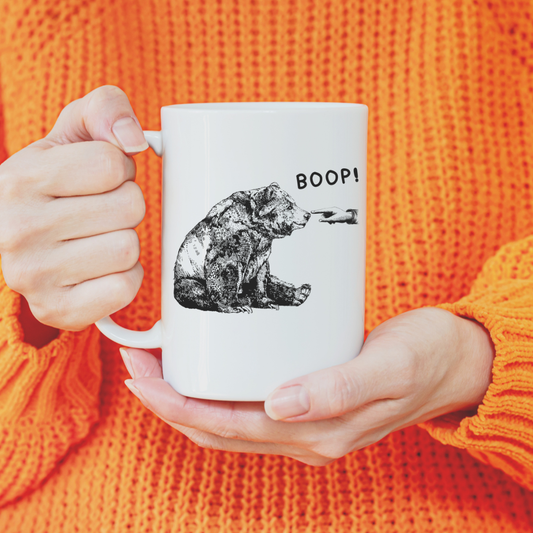 "Boop" Bear Ceramic Coffee Mug - Dishwasher Safe