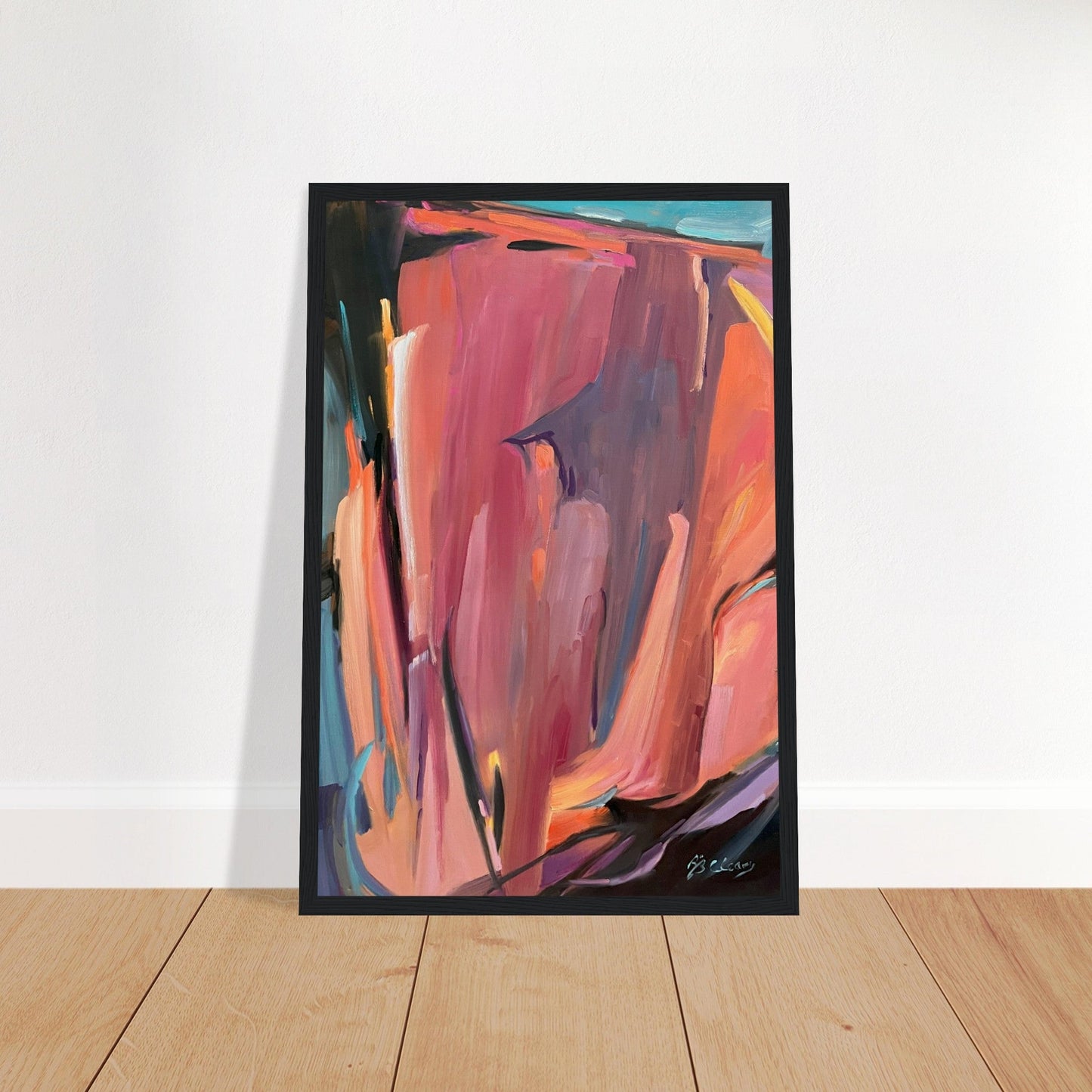 "Colorscape 1" 12x18 Abstract Art Print Wooden Framed I Original Artwork by Barbara Cleary