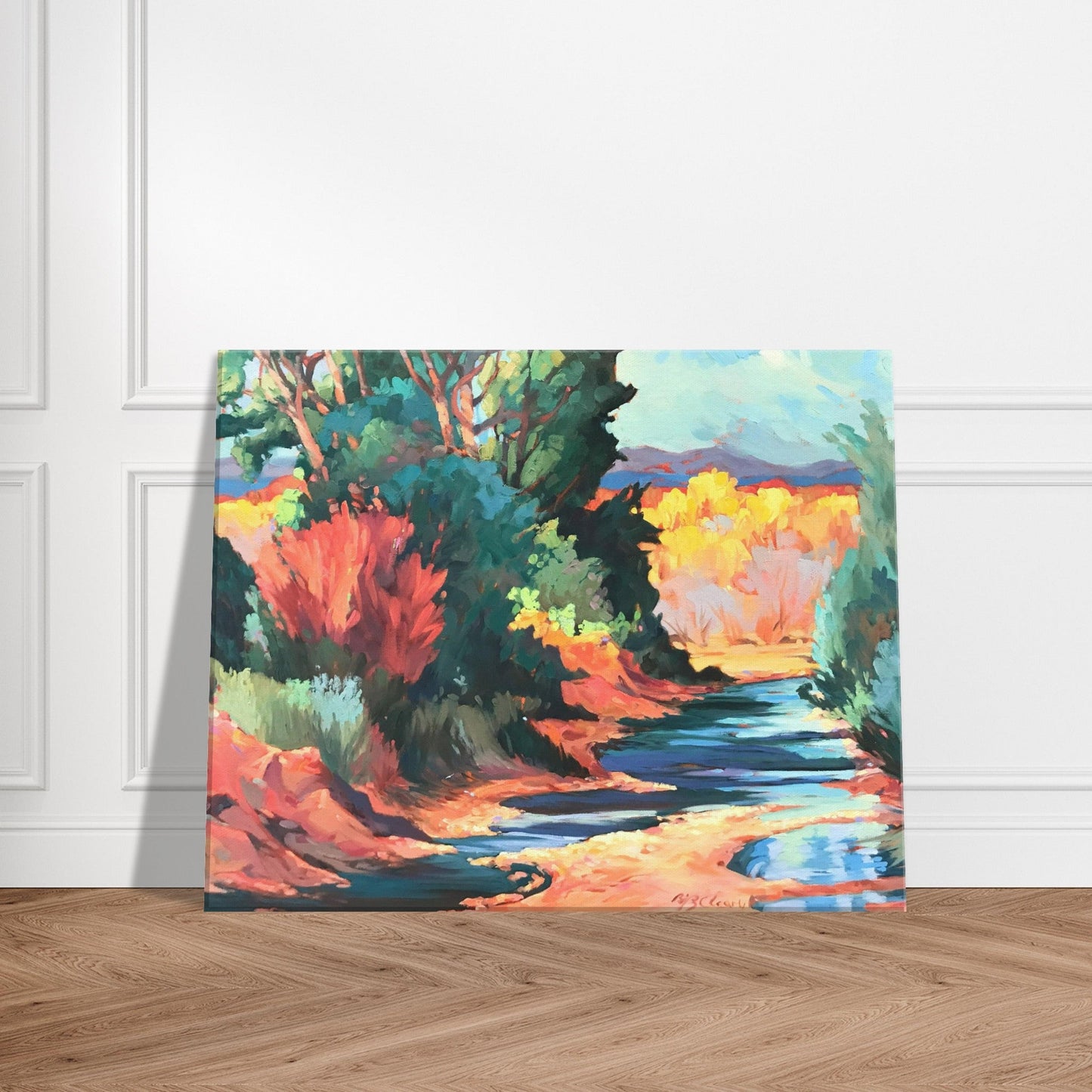 ‘Rio Pueblo’ Landscape | 16x20 Canvas Art Print | Original Artwork by American Artist Barbara Cleary