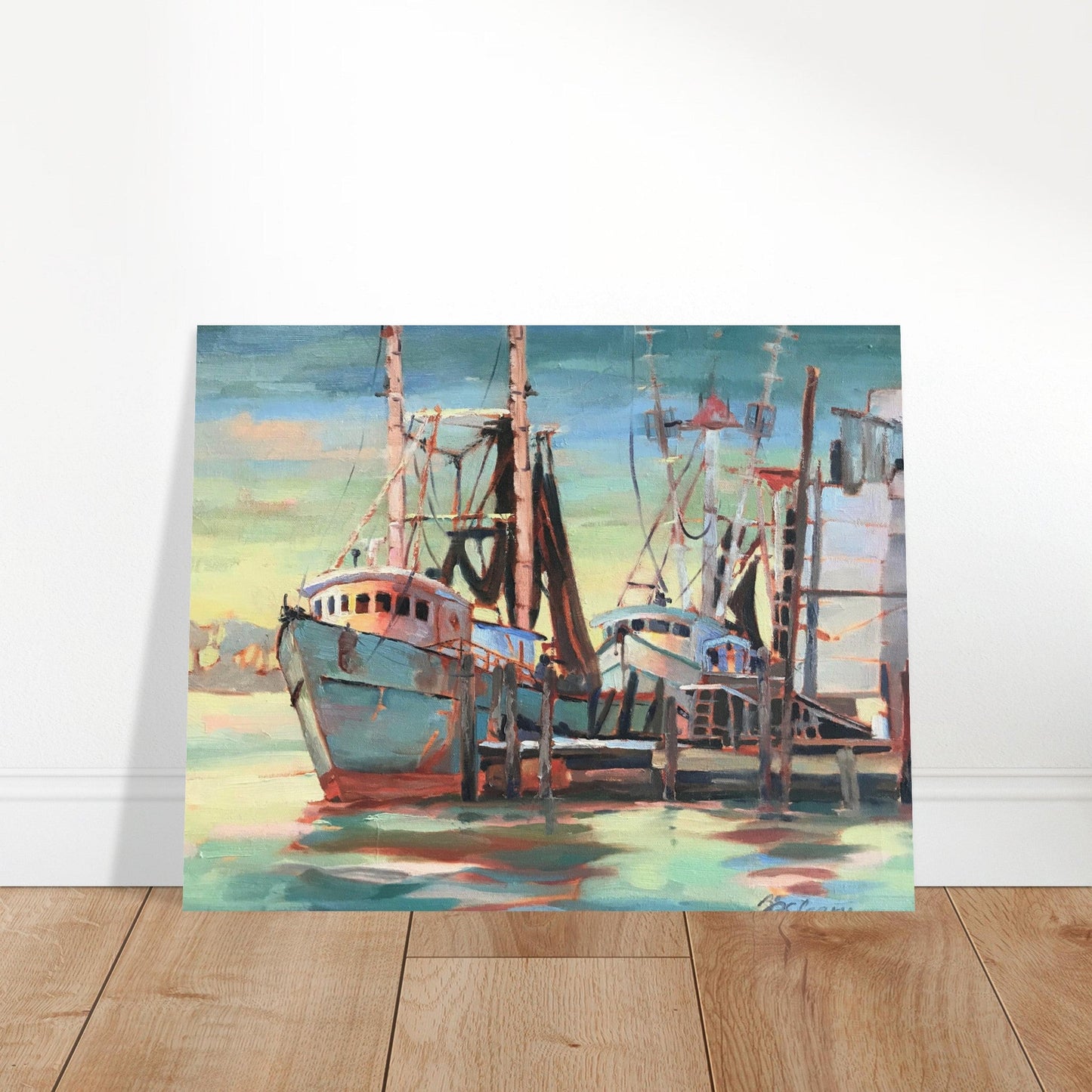 'Fishing Fleet' I 16x20 Museum-Quality Matte Paper Poster | Original Artwork by American Artist Barbara Cleary