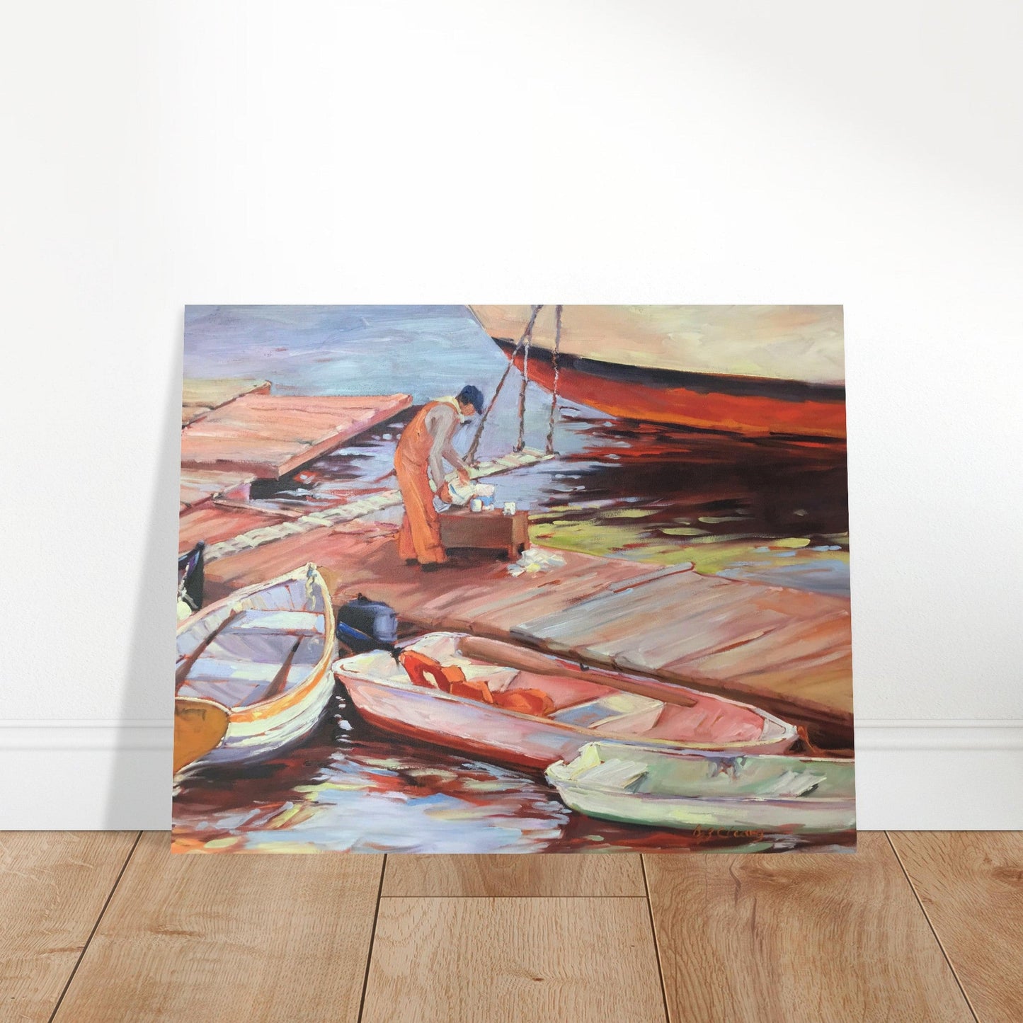 'Fishing Dock' I 16x20 Museum-Quality Matte Paper Poster | Original Artwork by American Artist Barbara Cleary