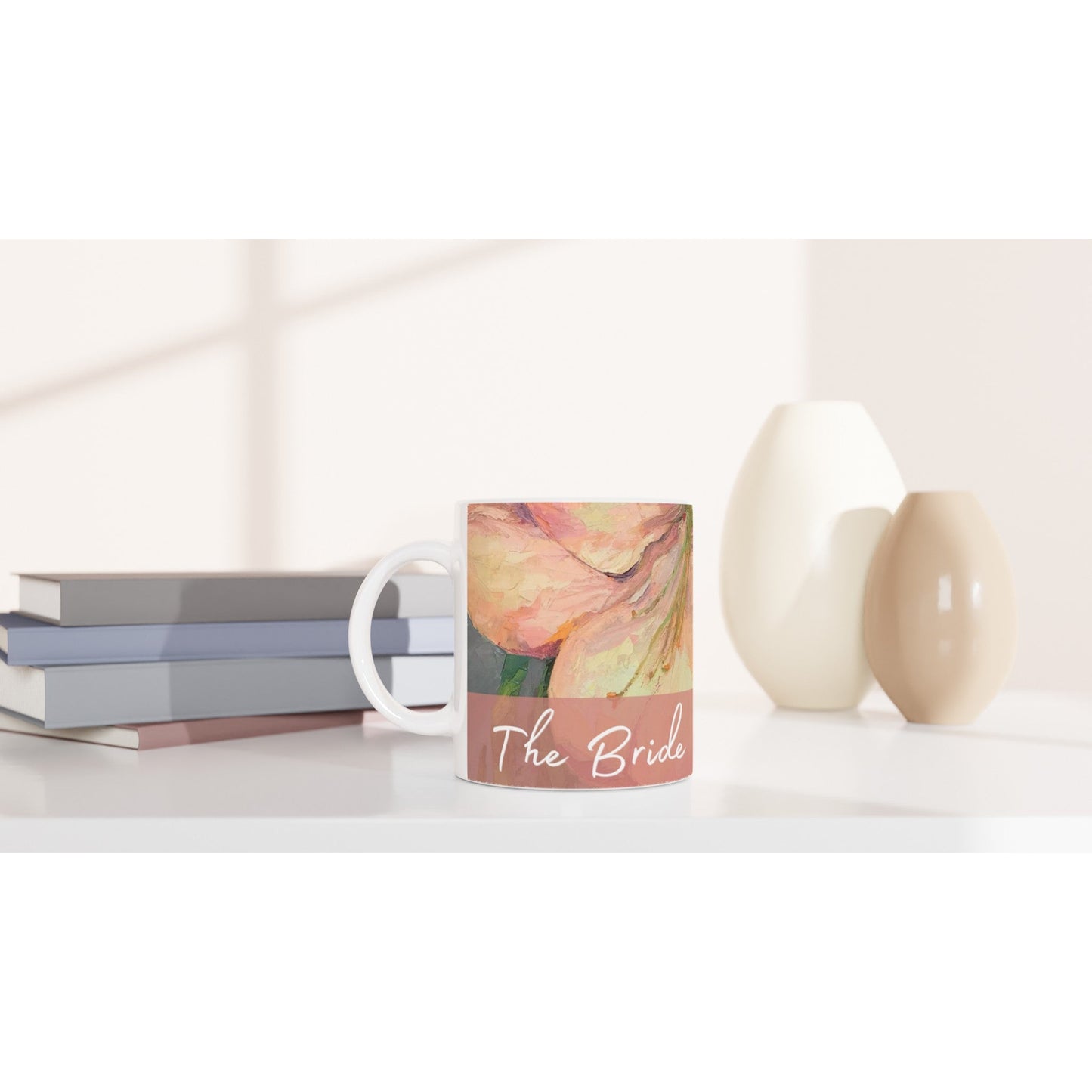 'Bride' 11oz White Ceramic Mug | Bridal Collection with 'Amaryllis' Artwork by American Artist Barbara Cleary