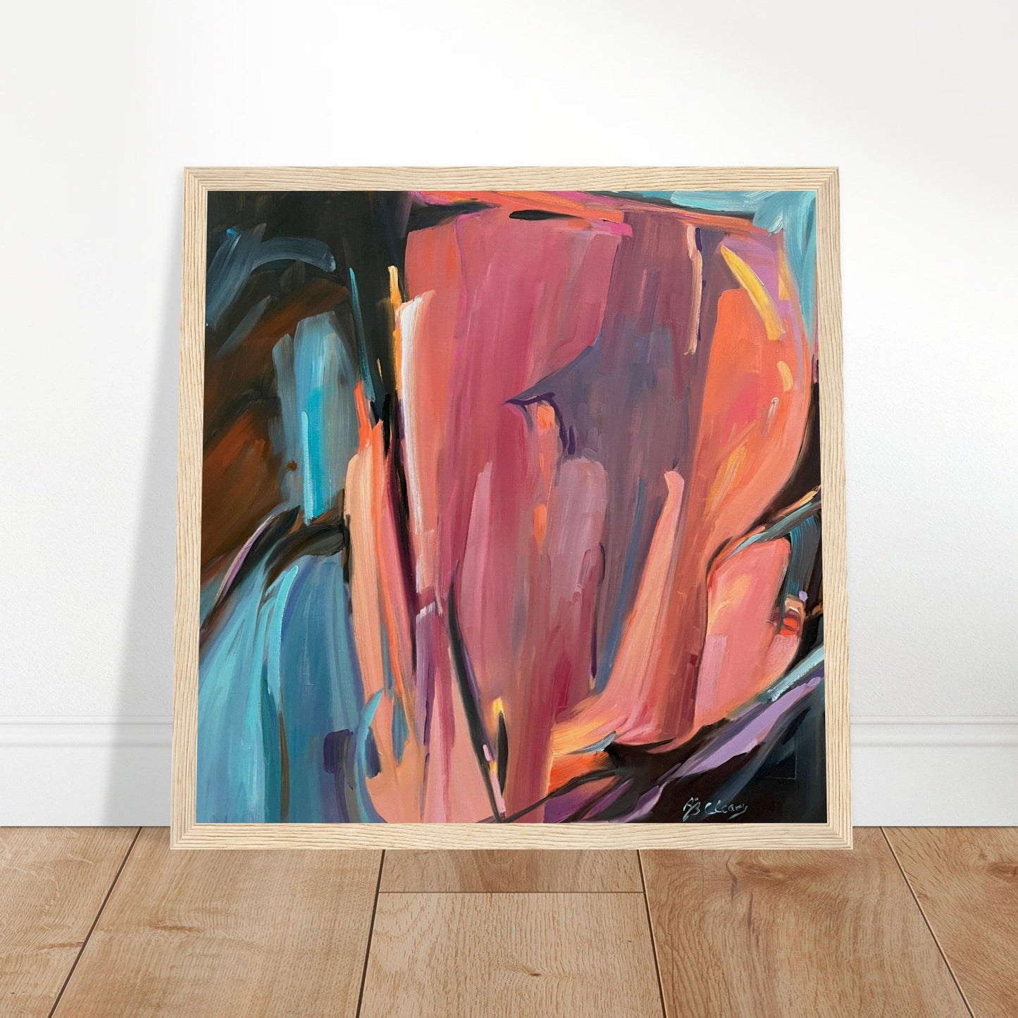 'Colorscape' Abstract I  Ready-to-Hang 12x12 inch Framed Art Print I Original Artwork by American Artist Barbara Cleary
