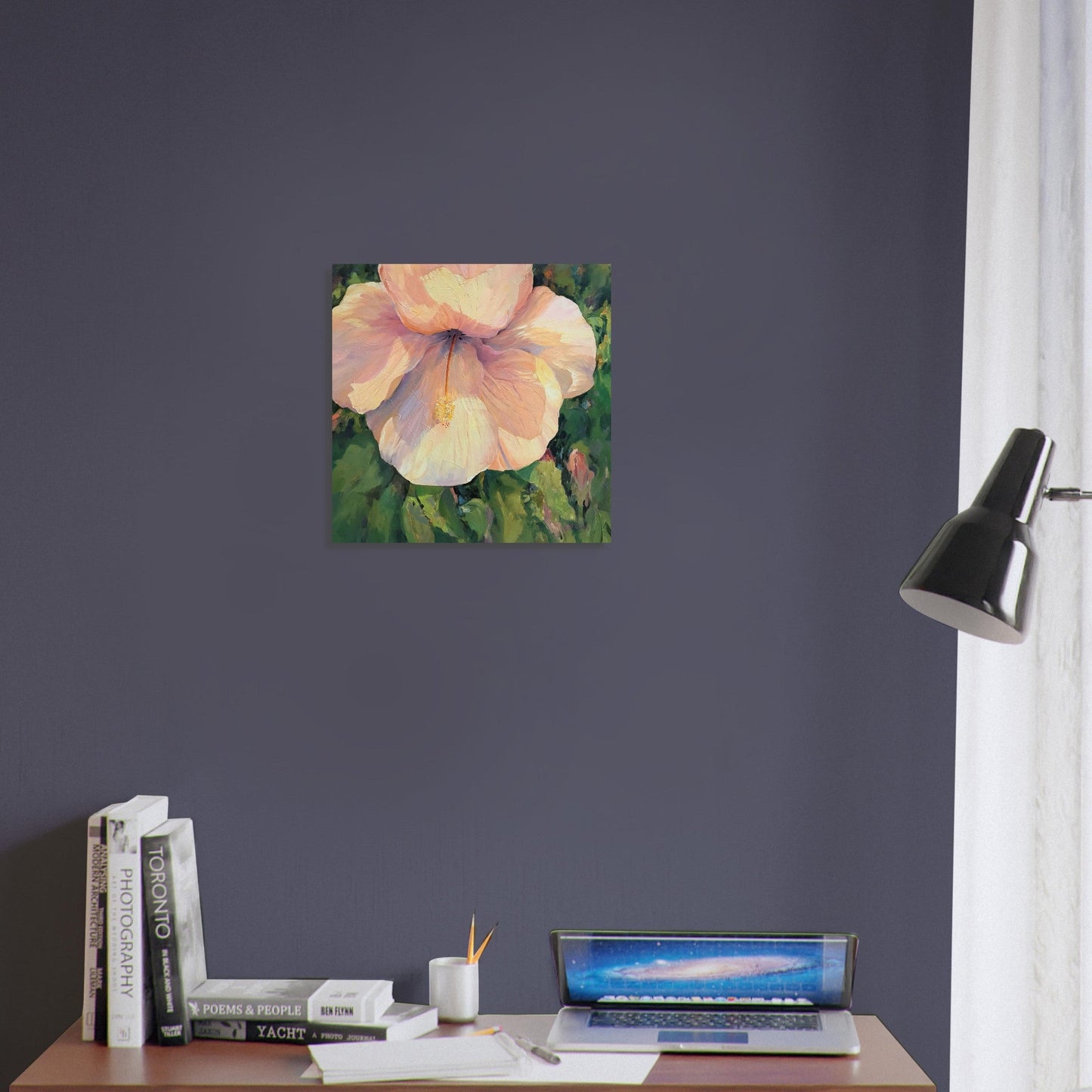 'Hibiscus' Floral I 16x16 Museum-Quality Matte Paper Poster | Original Artwork by American Artist Barbara Cleary