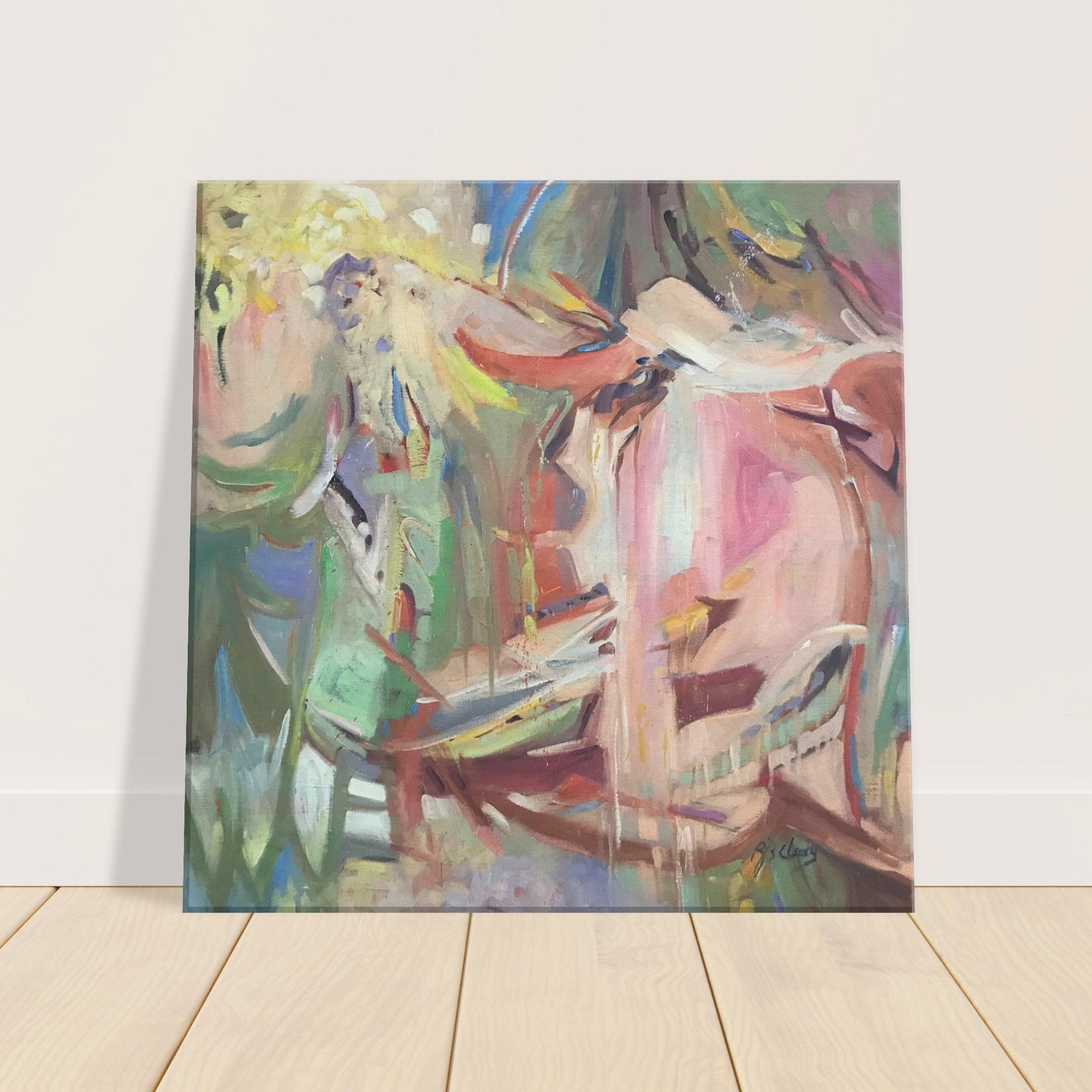 'All Seasons' Abstract I 16x16 inch Canvas Art Print  I Original Artwork by American Artist Barbara Cleary I F227