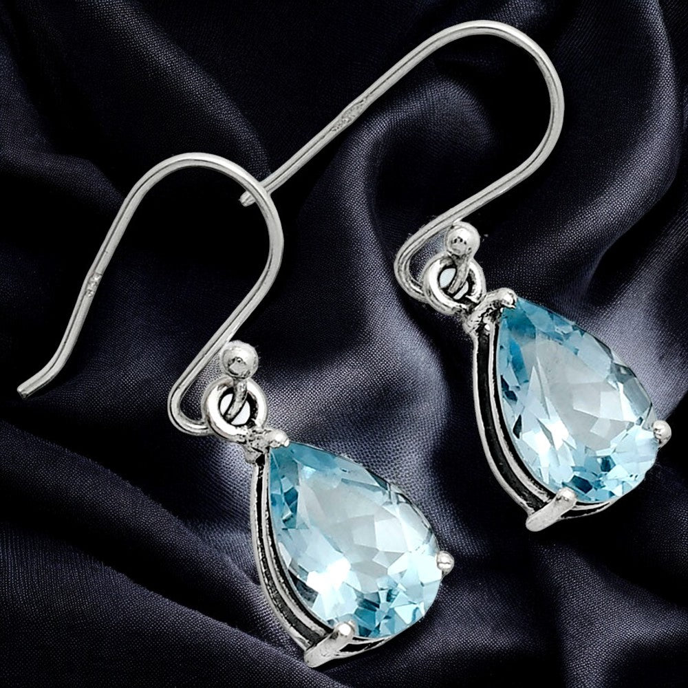 Classic 925 Sterling Silver Teardrop Earrings with Natural Gemstones AGE1001 E-1021