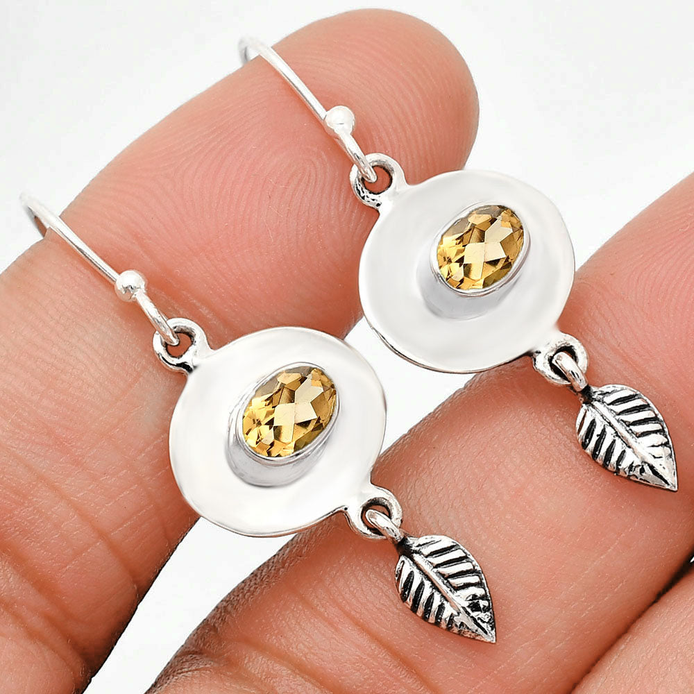 925 Sterling Silver Gemstone Earrings Jewelry with Leaf Dangle for Women AGE1007 E-1230