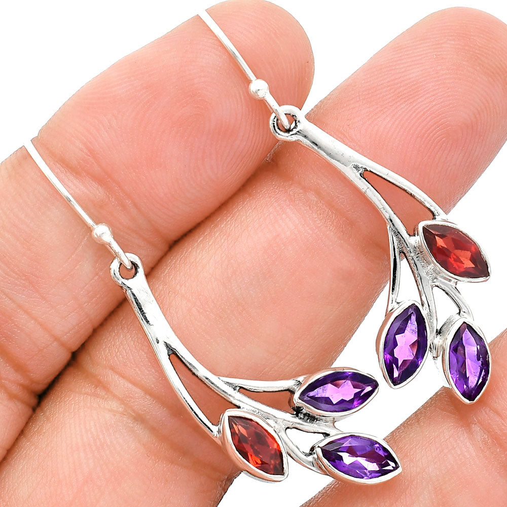 925 Sterling Silver Marquise Multi-Gemstone Dangle Earrings for Women AGE1012 E-1253