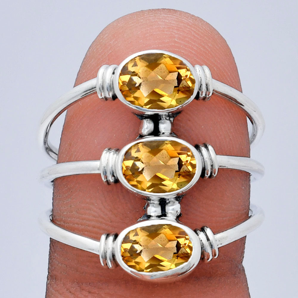925 Silver Triple Gemstone Stacking Ring for Women - Opal & Multi-Stone AGR1011 R-1566