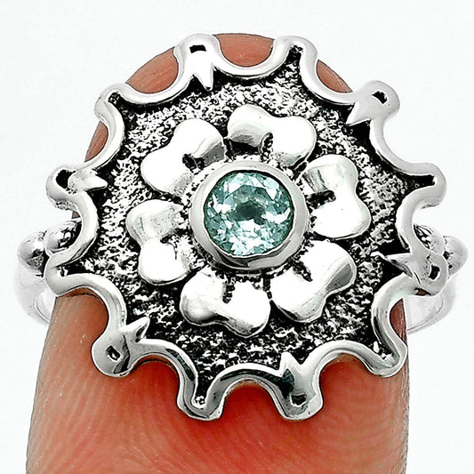 Vintage Floral Center Round Gemstone Ring 925 Sterling Silver Handmade AGR1031 R-1737