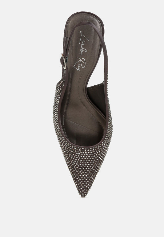Amashi Rhinestones Embellished Slingback Sandals