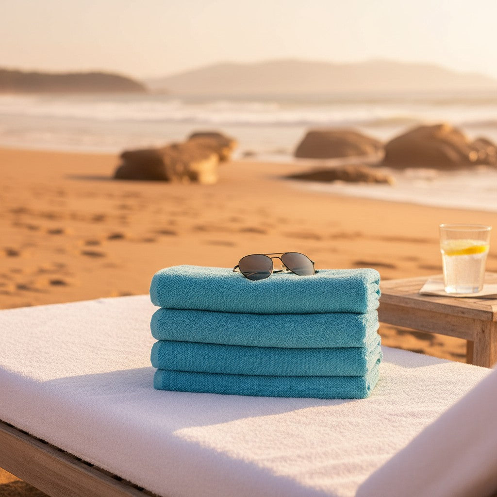 Aqua Blue Beach Towels in size 27"X54" Vat Dyed