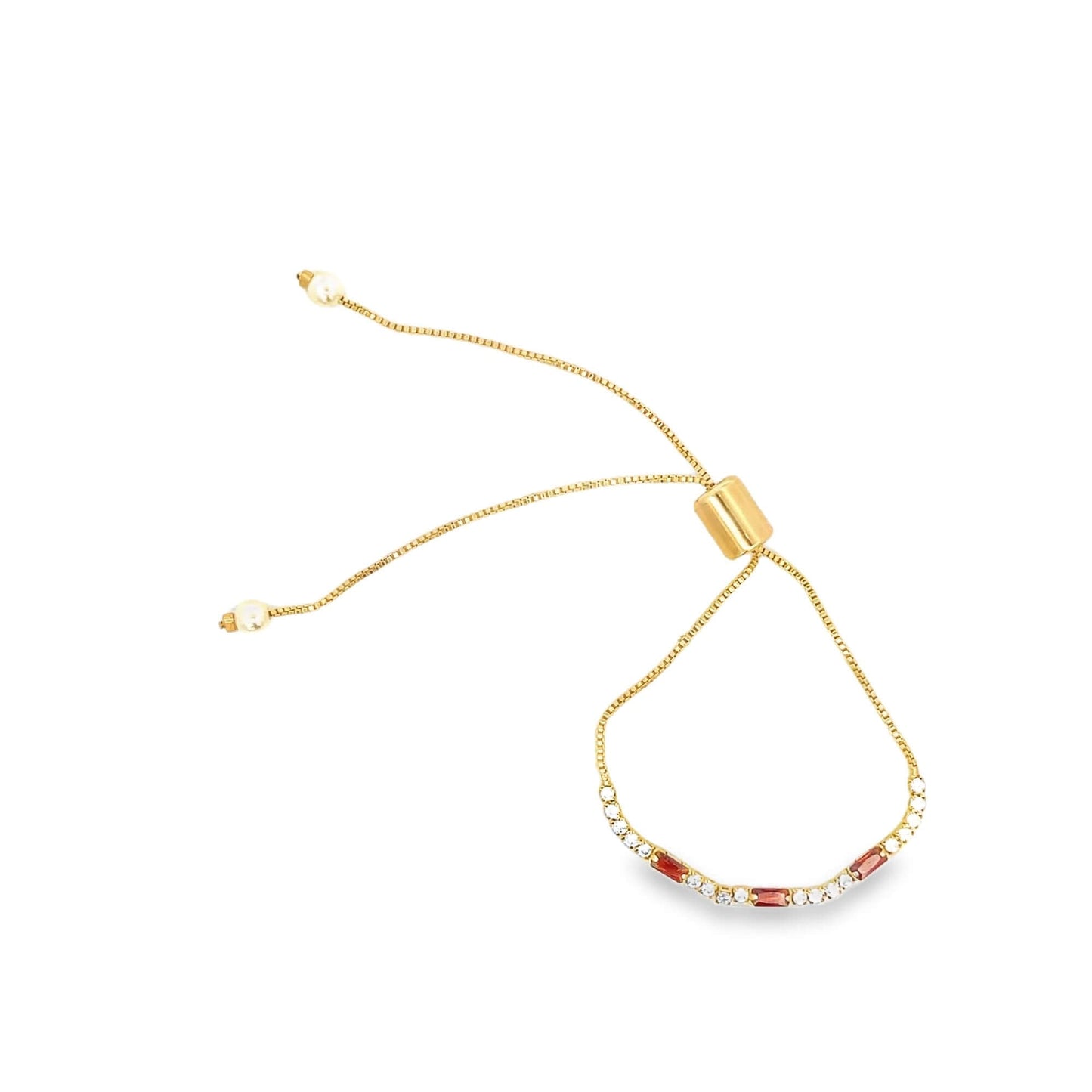 Adjustable CZ Tennis Part Baguette Box Bracelet (I488)