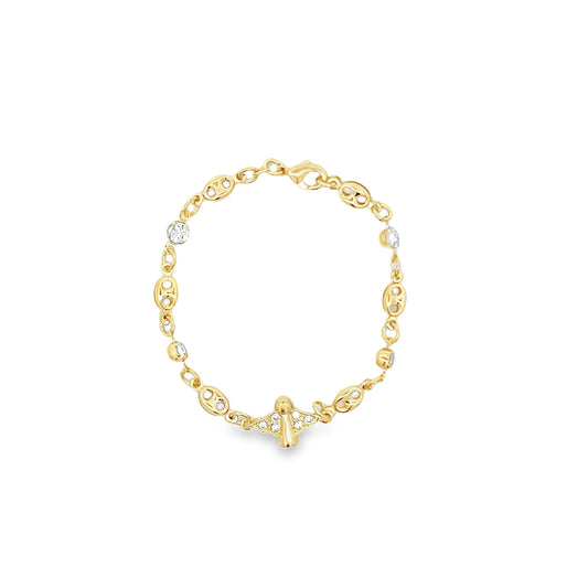 Gold Filled Mariner Kids Chain Charm Bracelet